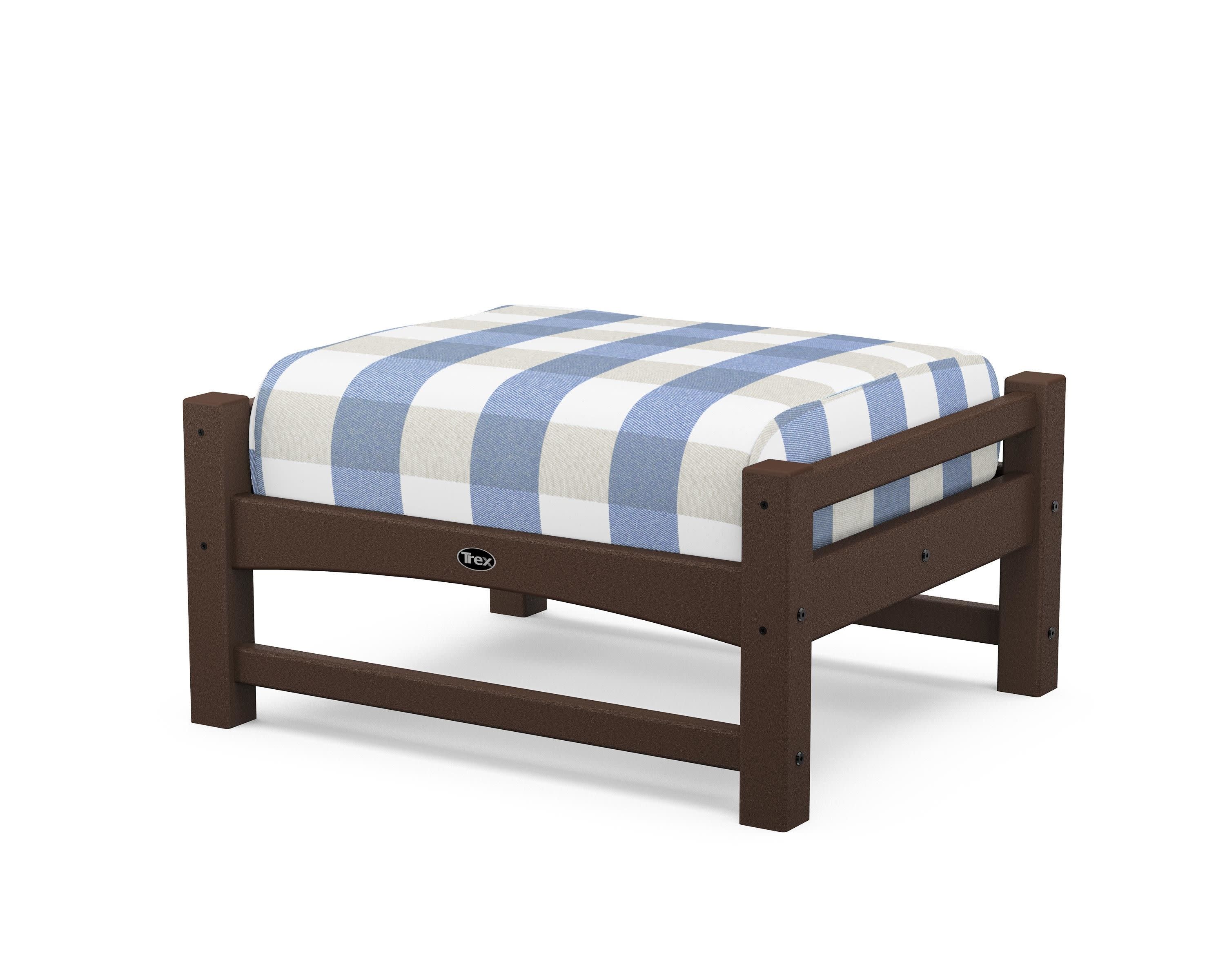 Rockport Club Ottoman in Vintage Lantern / Buffalo Plaid Sky Blue