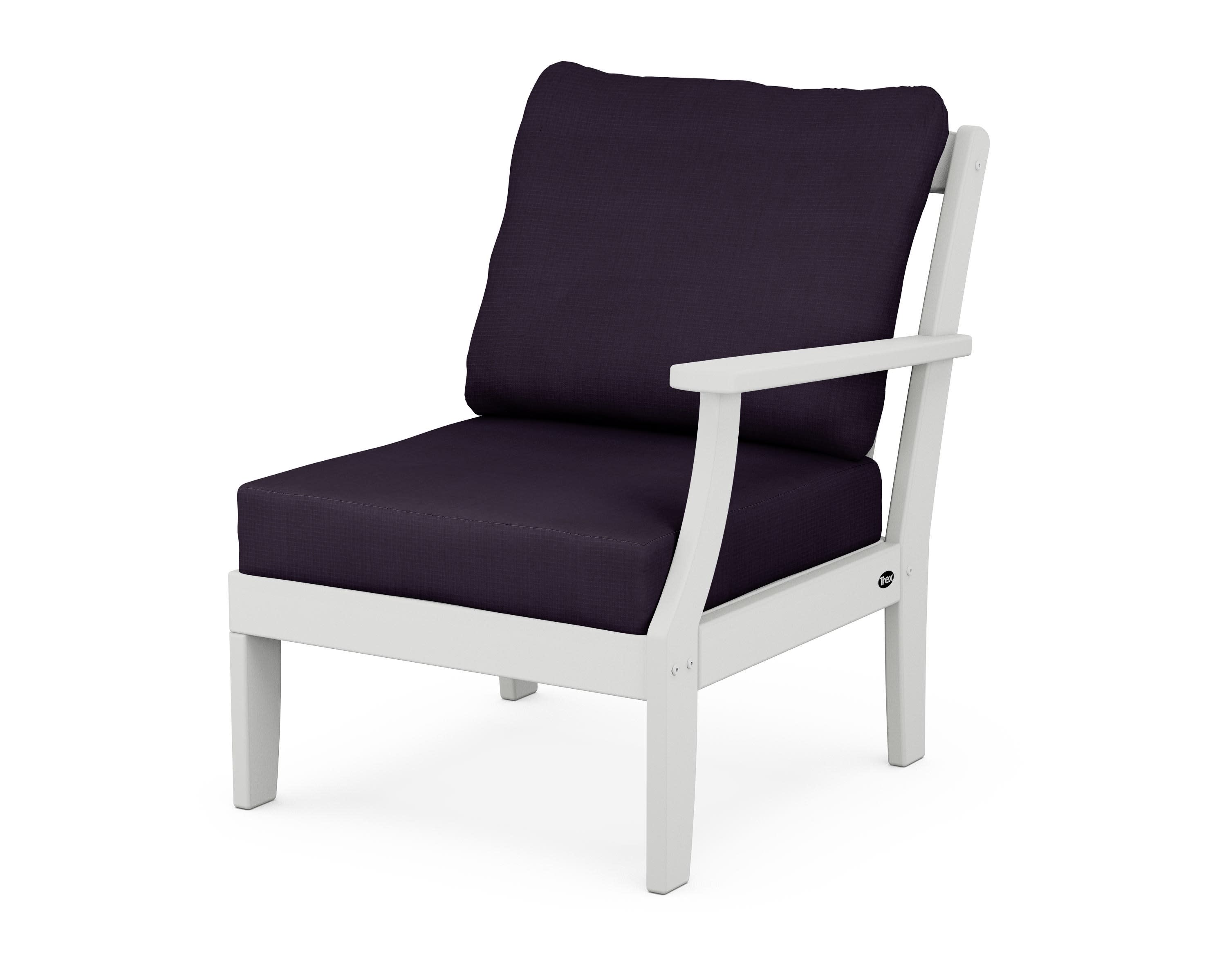 Yacht Club Modular Right Arm Chair in Classic White / Navy Linen