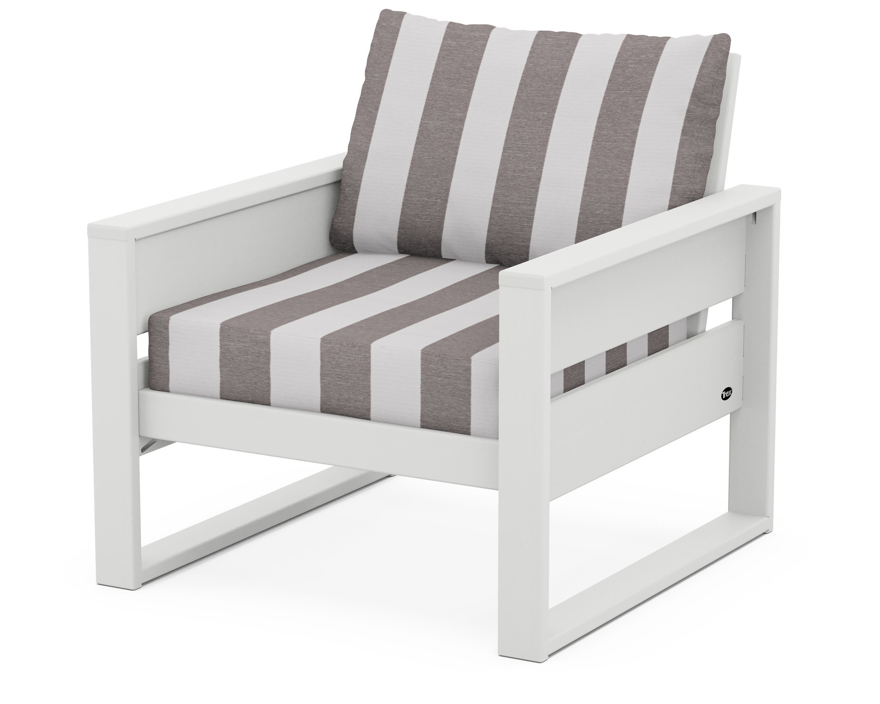 Eastport Club Chair in Classic White / Cabana Stripe Grey Mist