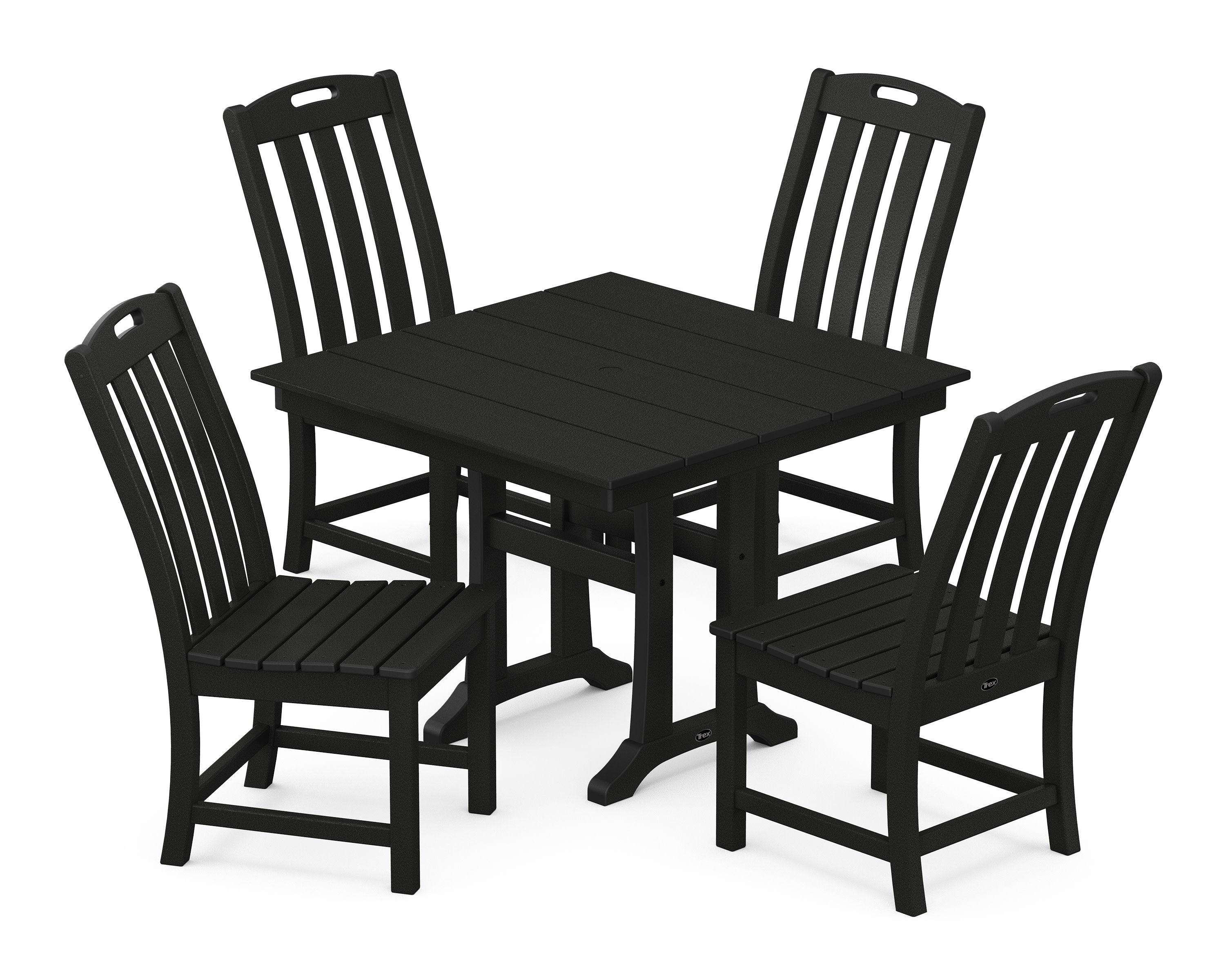 Yacht Club 5-Piece Farmhouse Trestle Side Chair Dining Set in Charcoal Black