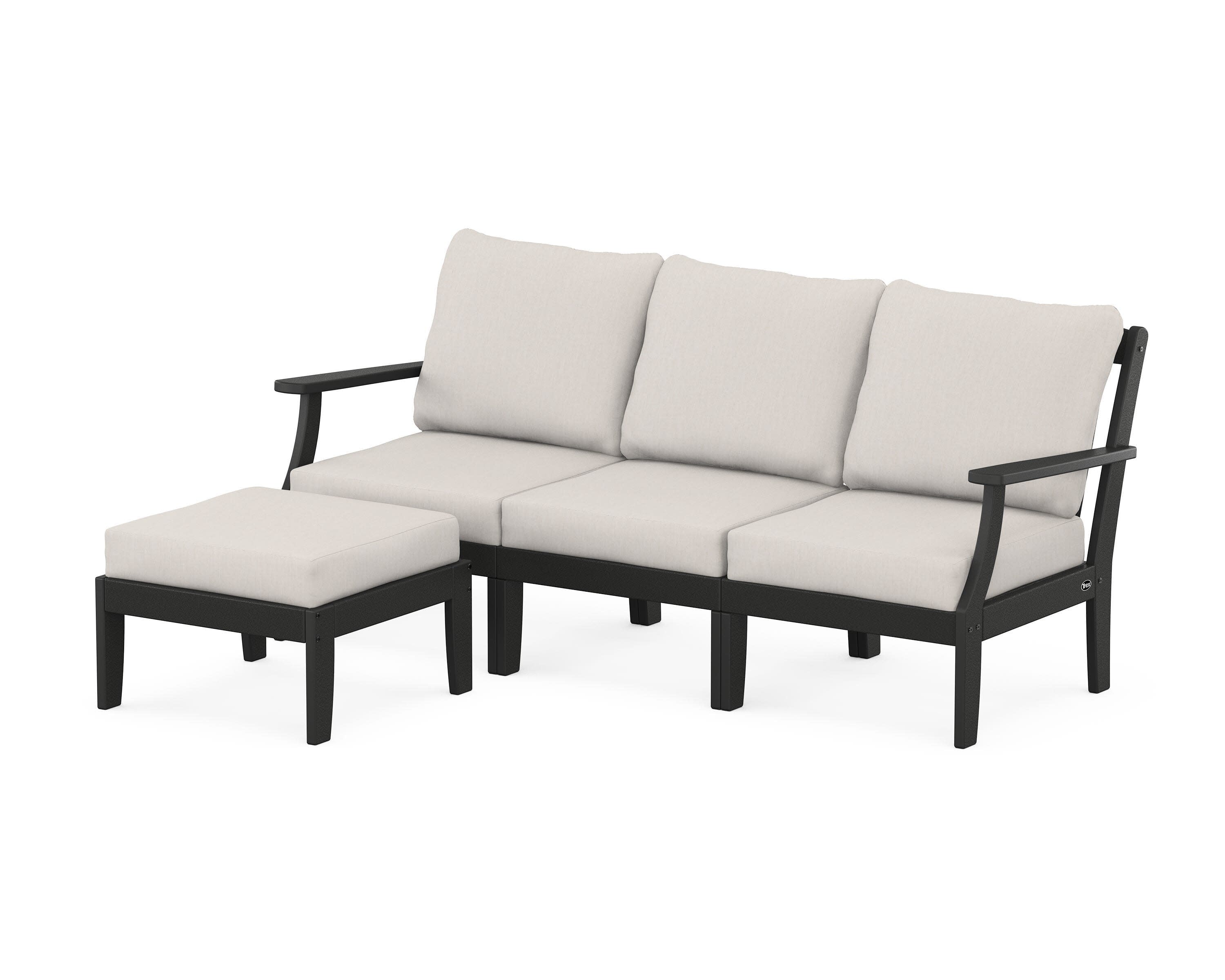 Yacht Club Modular 4-Piece Deep Seating Set with Ottoman in Charcoal Black / Cast Ash