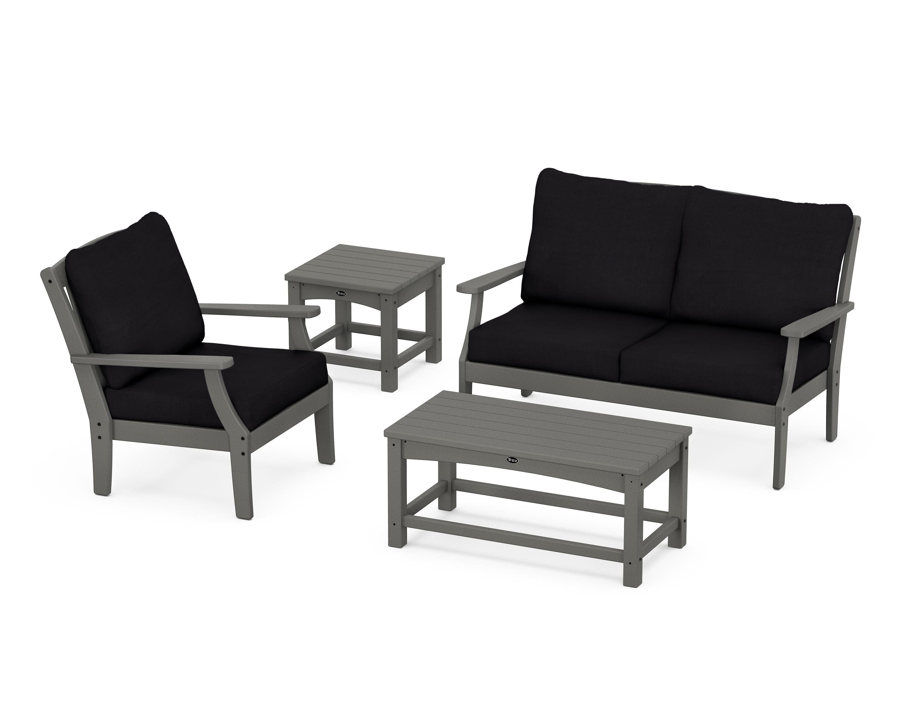 Yacht Club 4-Piece Deep Seating Set in Stepping Stone / Midnight Linen