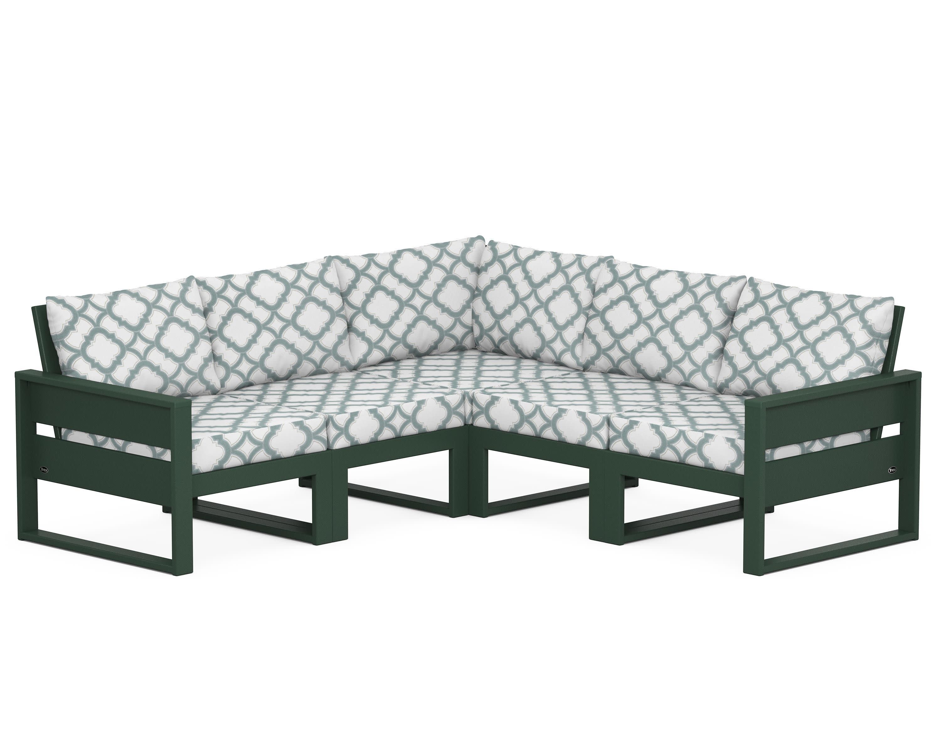 Eastport 5-Piece Sectional in Rainforest Canopy / Trellis Glacier Spa