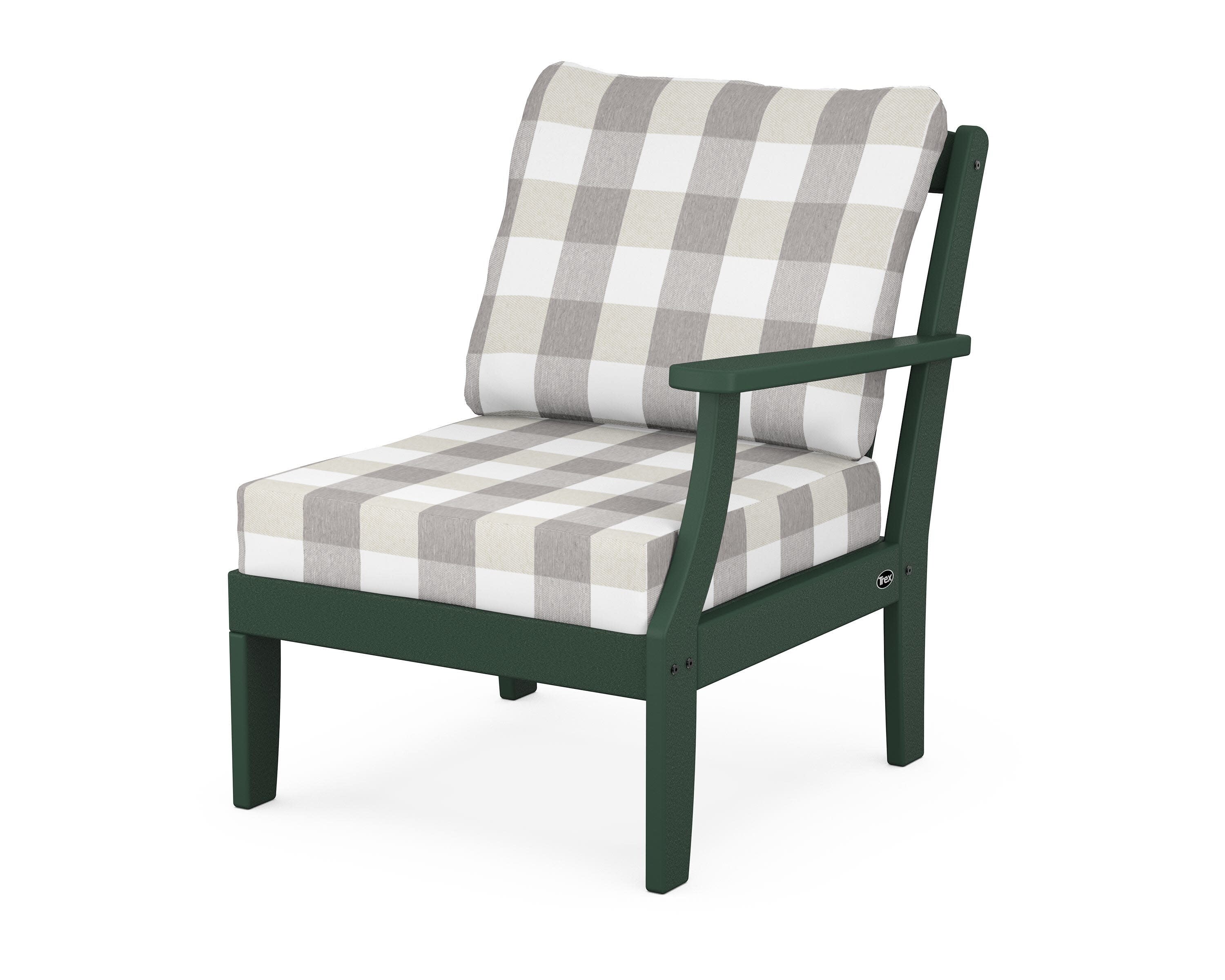 Yacht Club Modular Right Arm Chair in Rainforest Canopy / Buffalo Plaid Grey Mist