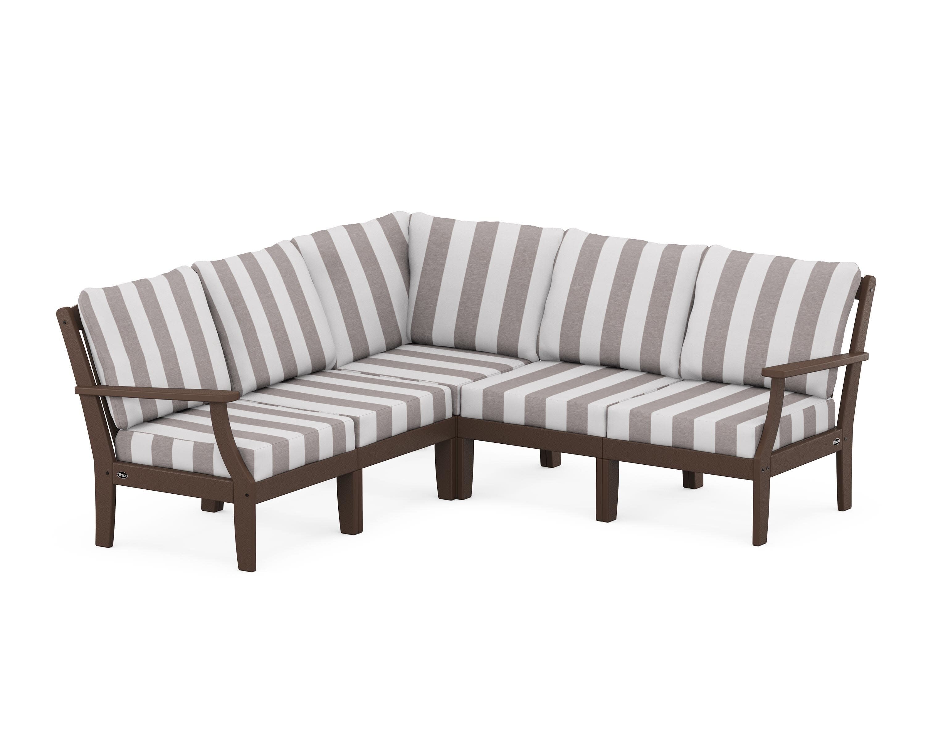 Yacht Club Modular 5-Piece Deep Seating Set in Vintage Lantern / Cabana Stripe Grey Mist