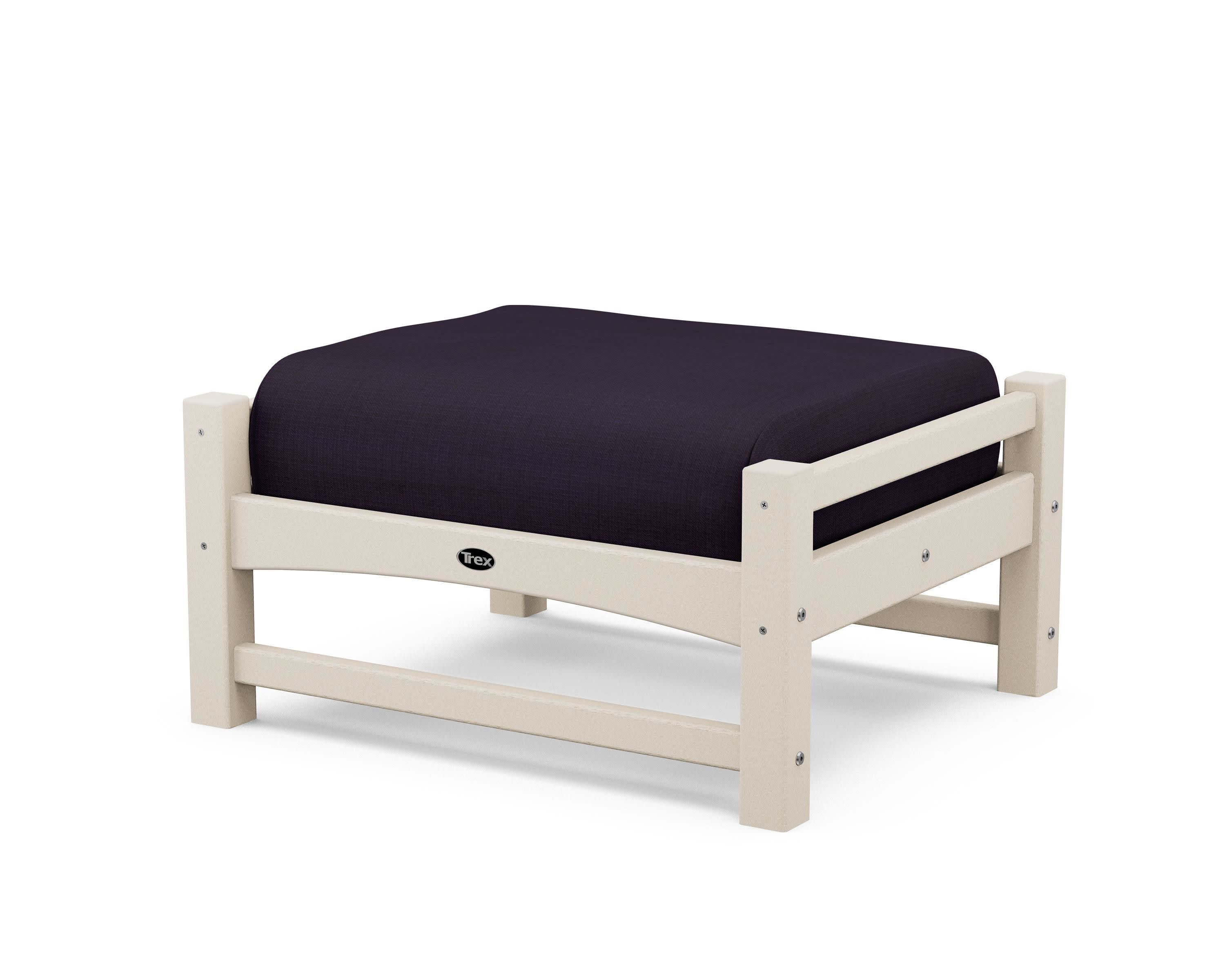 Rockport Club Ottoman in Sand Castle / Navy Linen
