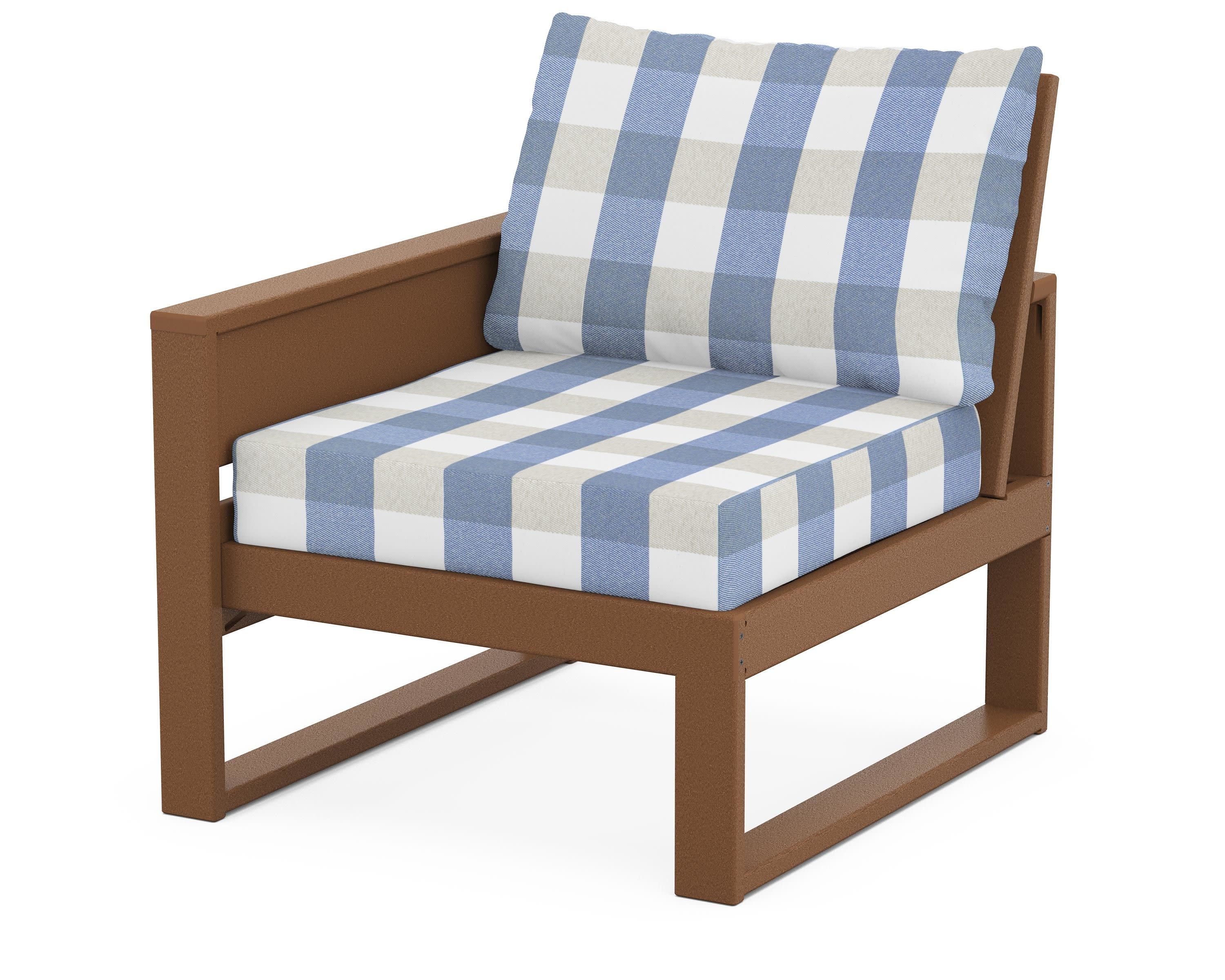 Eastport Modular Left Arm Chair in Tree House / Buffalo Plaid Sky Blue