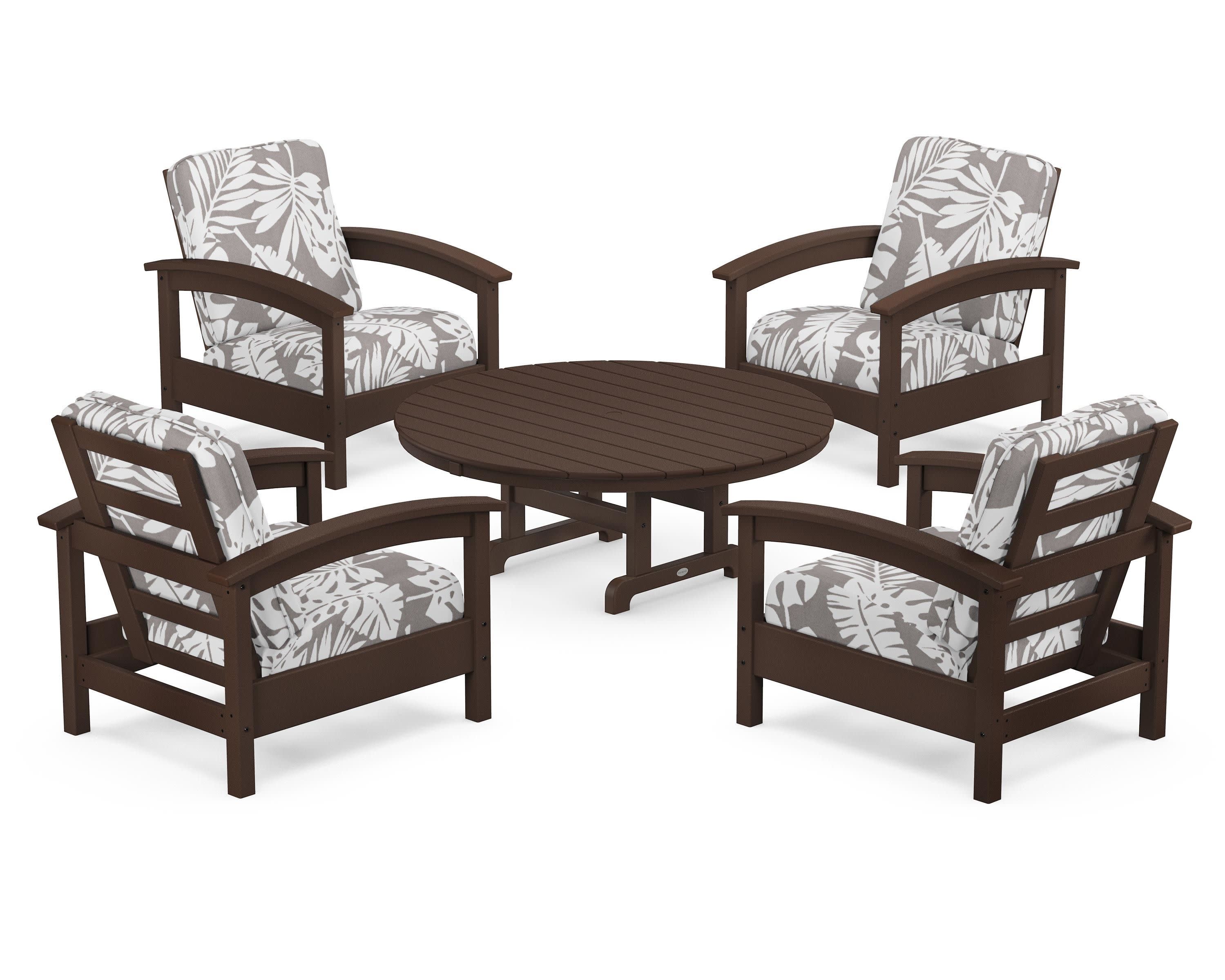 Rockport 5-Piece Deep Seating Set in Vintage Lantern / Leaf Grey Mist