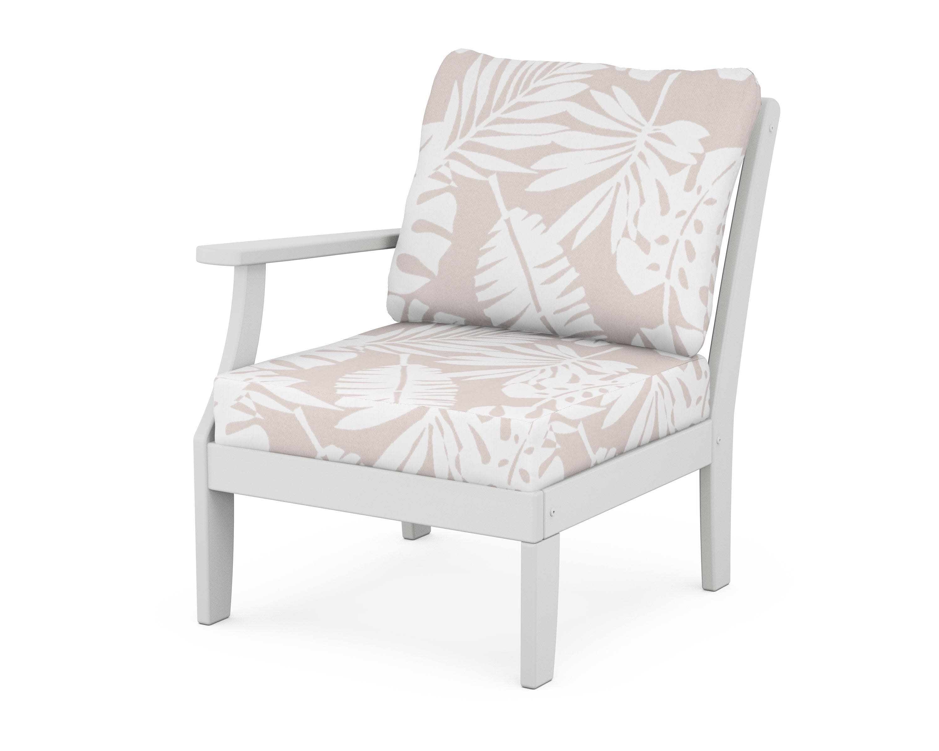 Yacht Club Modular Left Arm Chair in Classic White / Leaf Dune Burlap