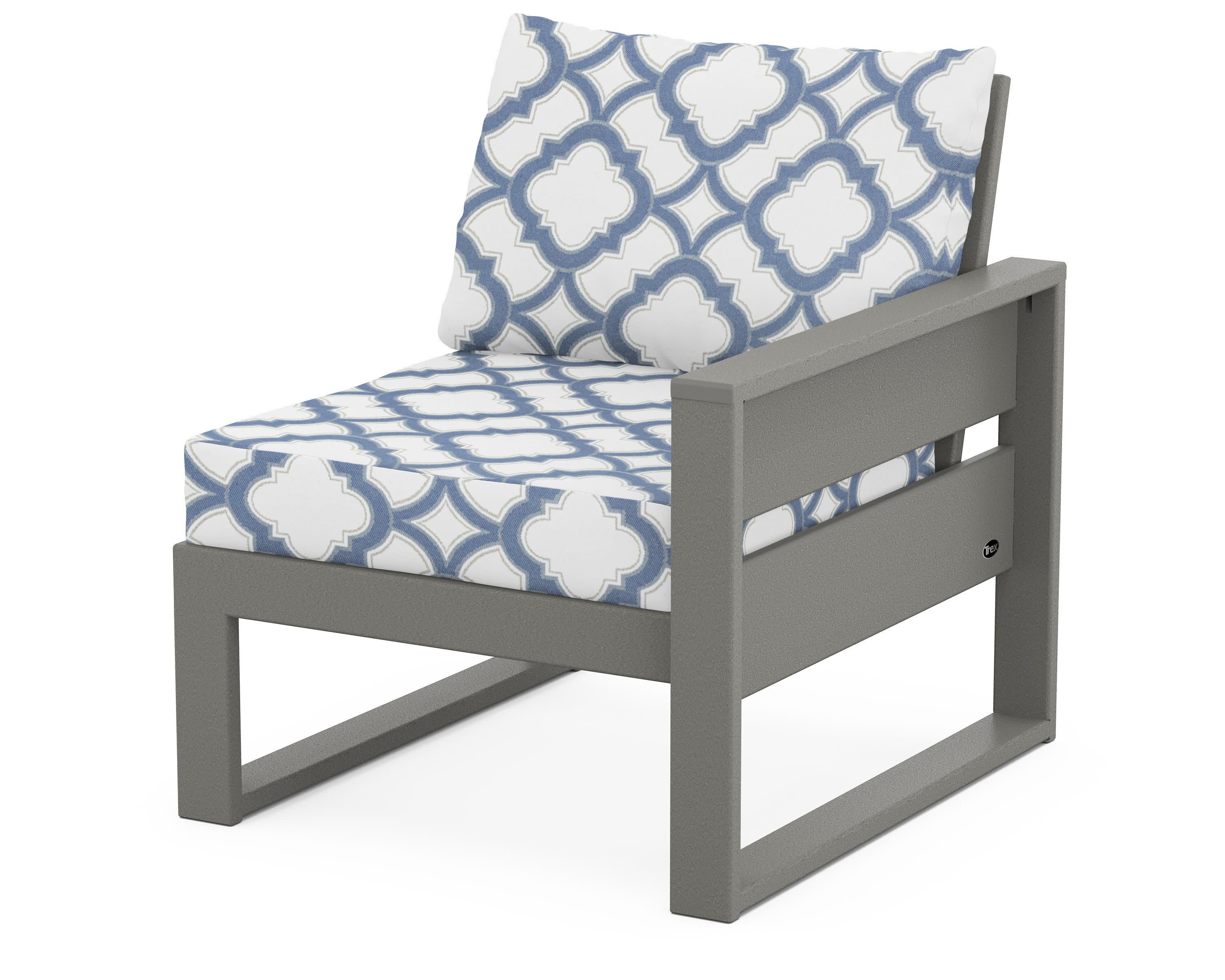 Eastport Modular Right Arm Chair in Stepping Stone / Trellis Sky Blue