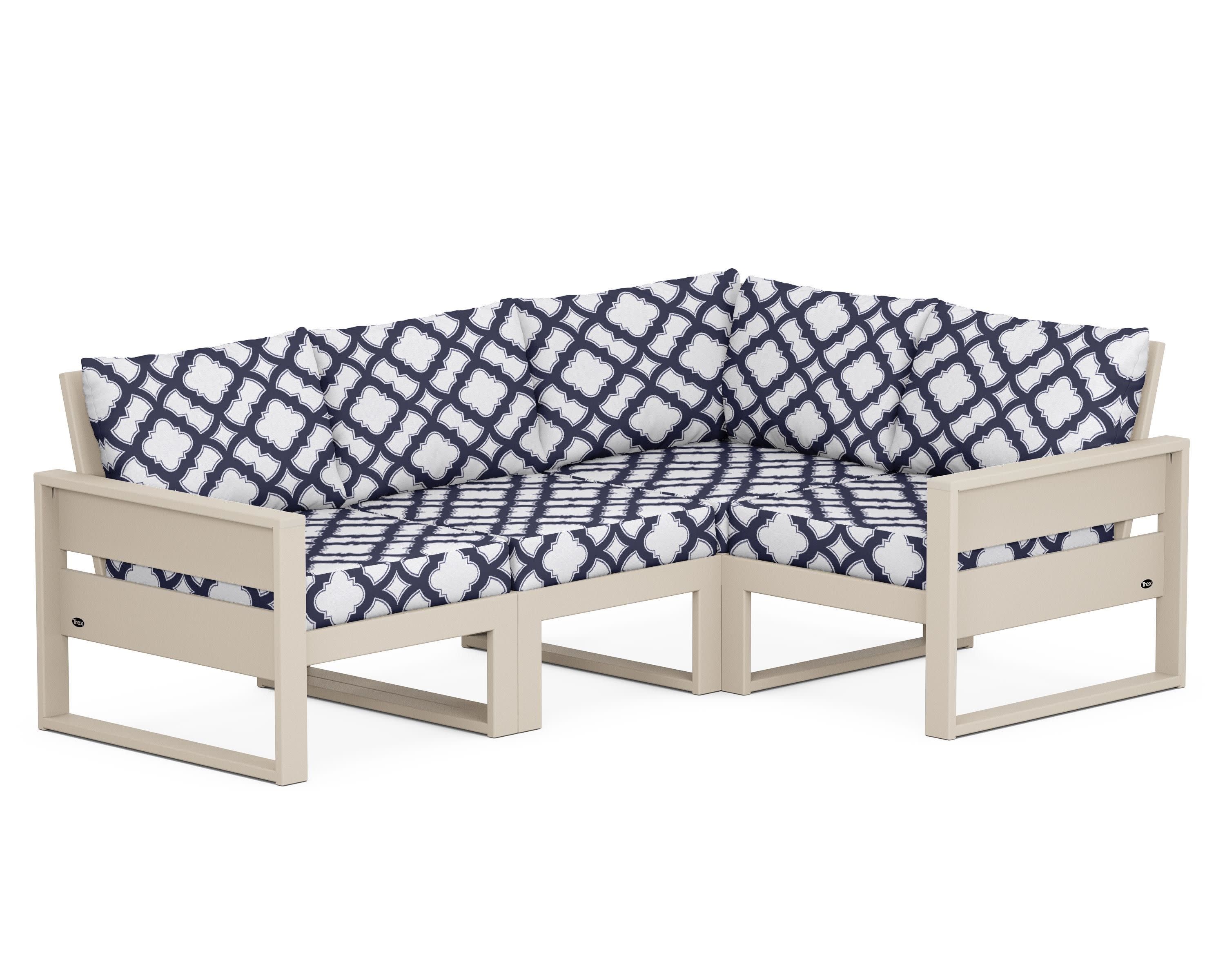 Eastport 4- Piece Sectional in Sand Castle / Trellis Navy