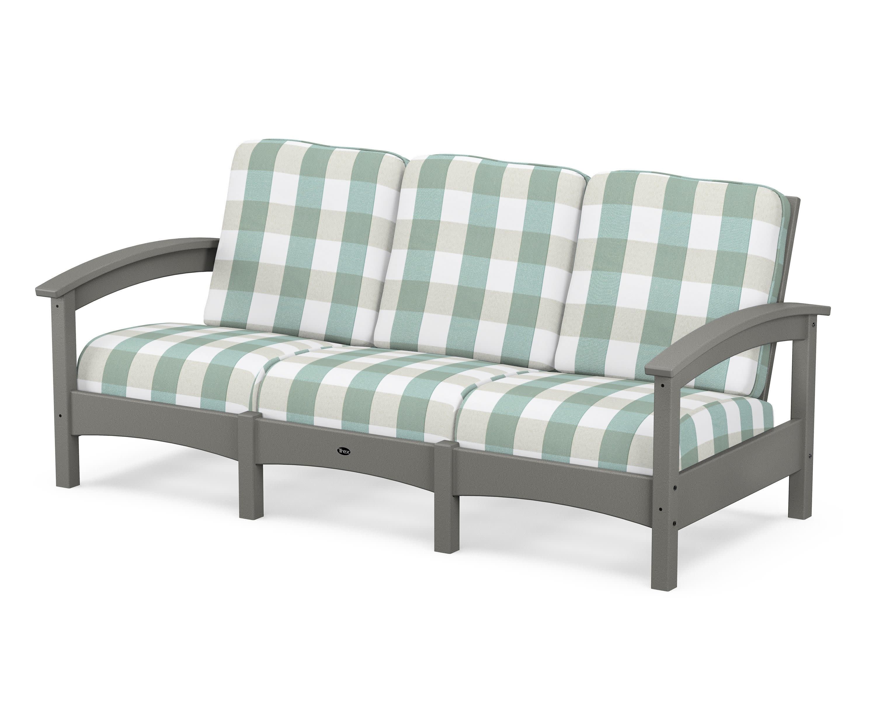 Rockport Club Sofa in Stepping Stone / Buffalo Plaid Glacier Spa