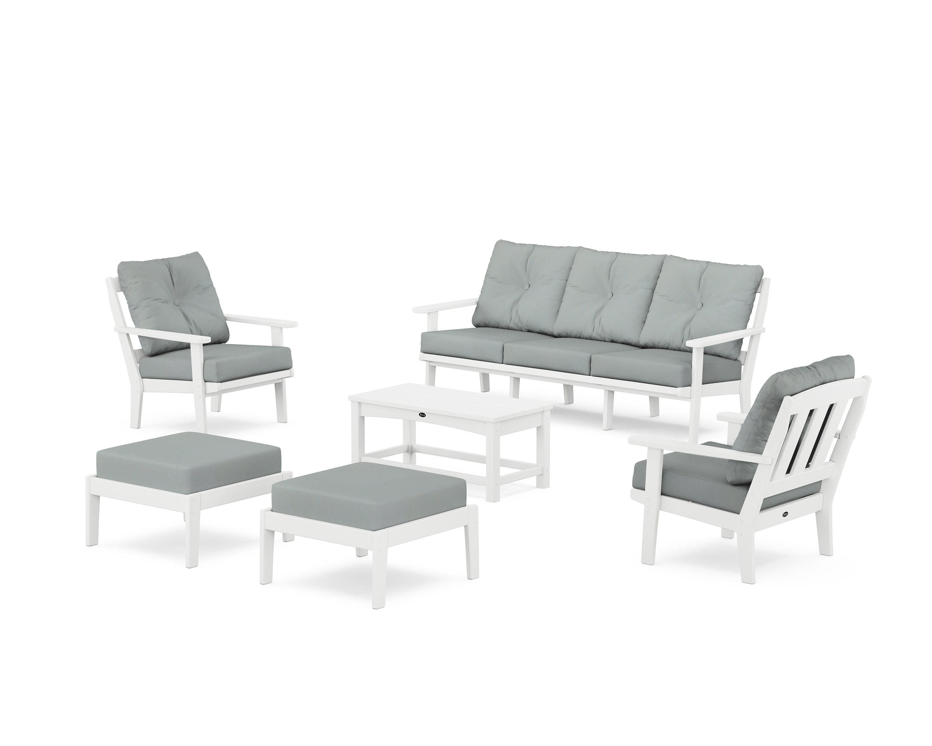 Cape Cod 6-Piece Lounge Sofa Set in Classic White / Spa