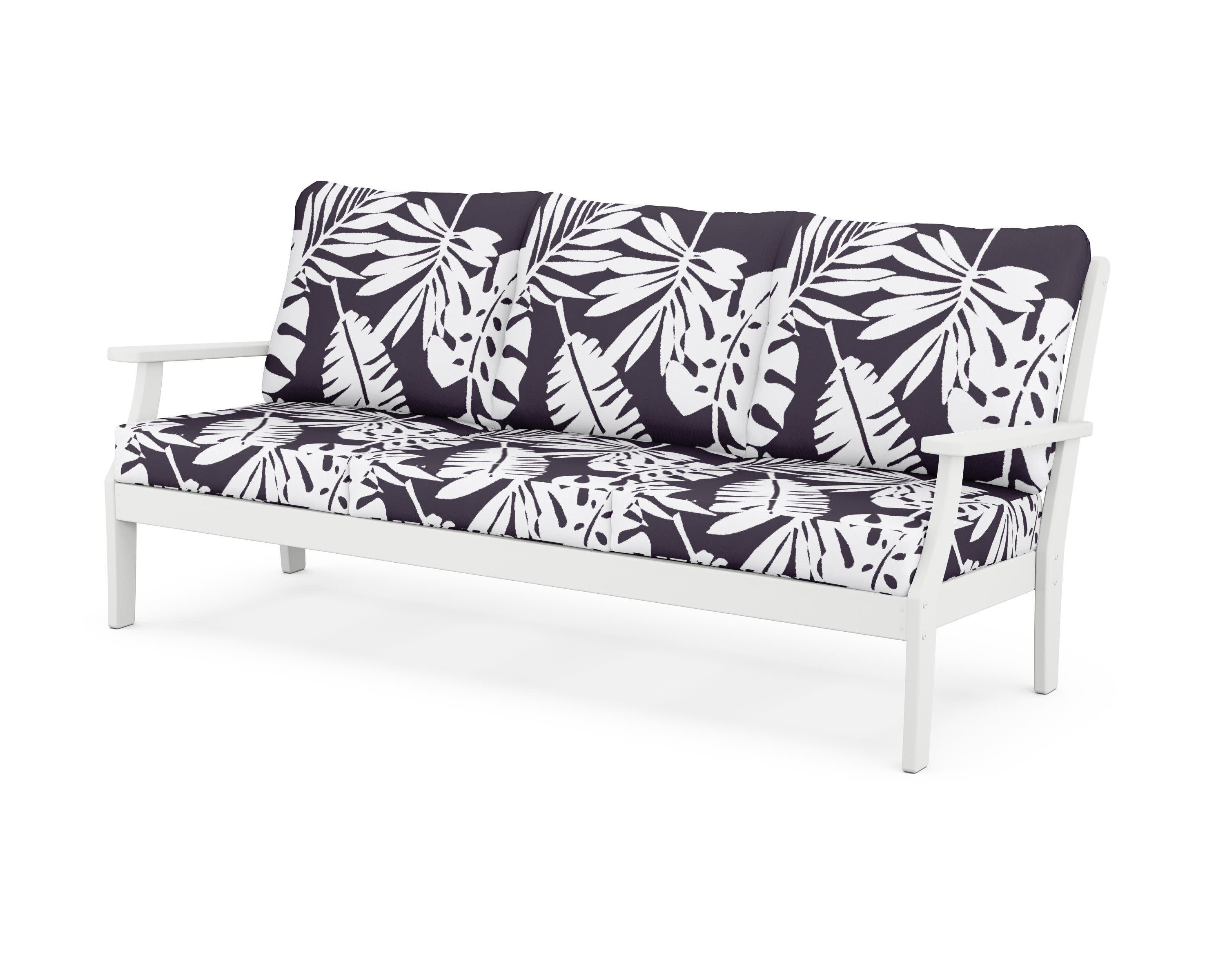 Yacht Club Deep Seating Sofa in Classic White / Leaf Navy