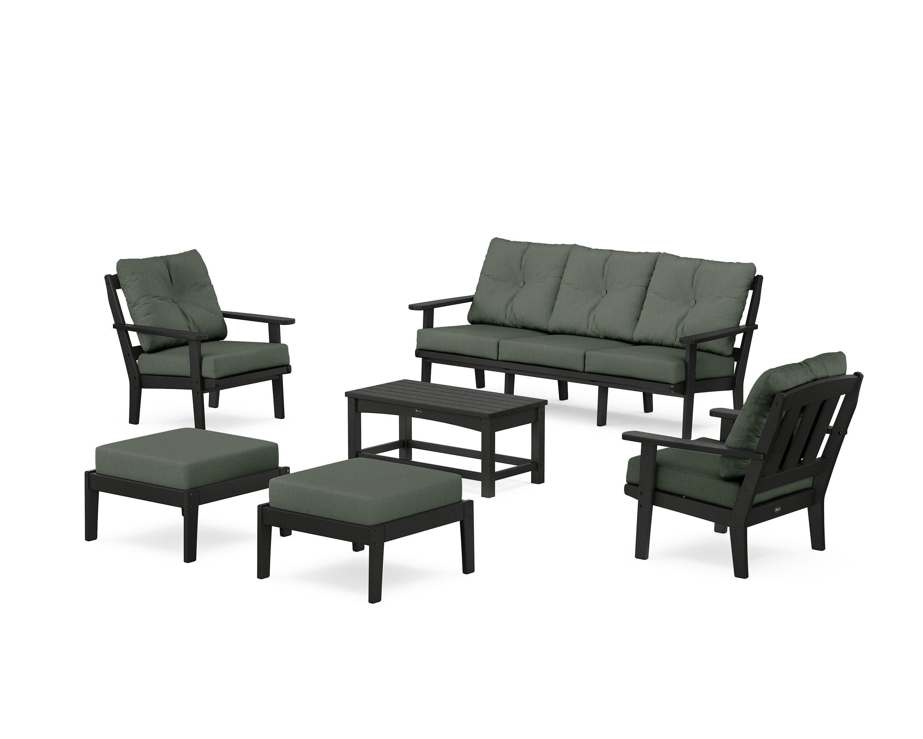 Cape Cod 6-Piece Lounge Sofa Set in Charcoal Black / Cast Sage