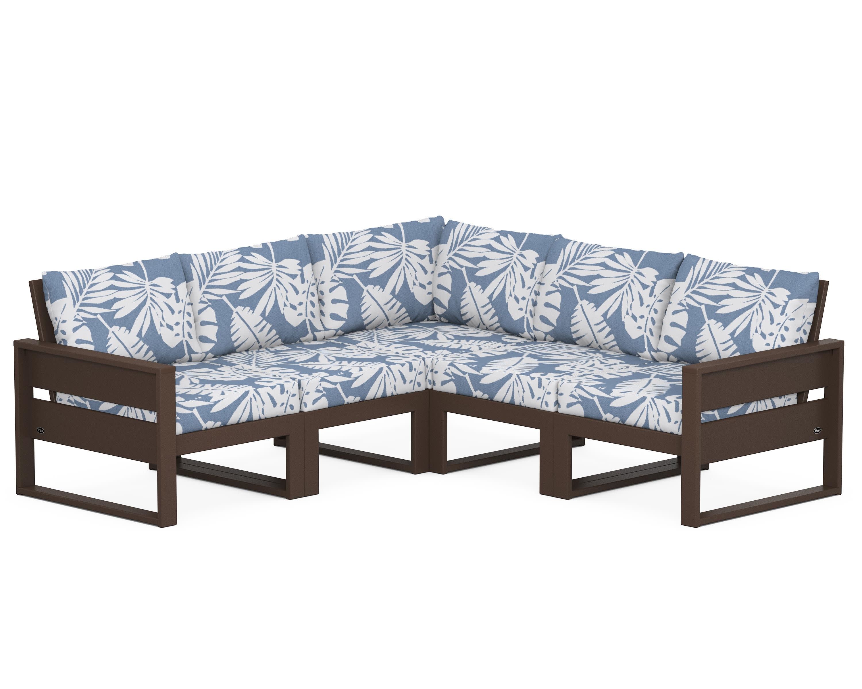 Eastport 5-Piece Sectional in Vintage Lantern / Leaf Sky Blue
