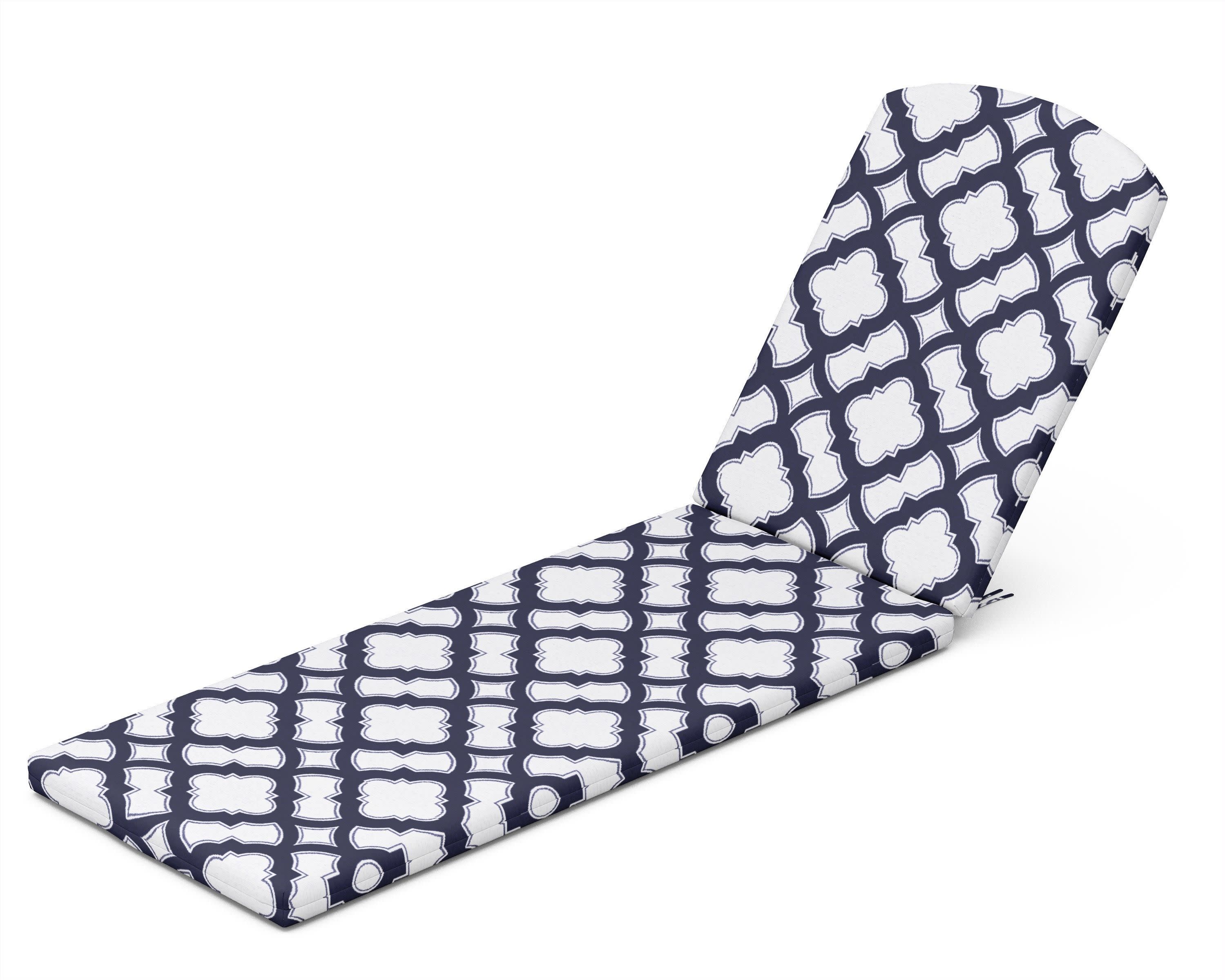 Chaise Cushion - 77"D x 21.25"W x 2.5"H in Trellis Navy