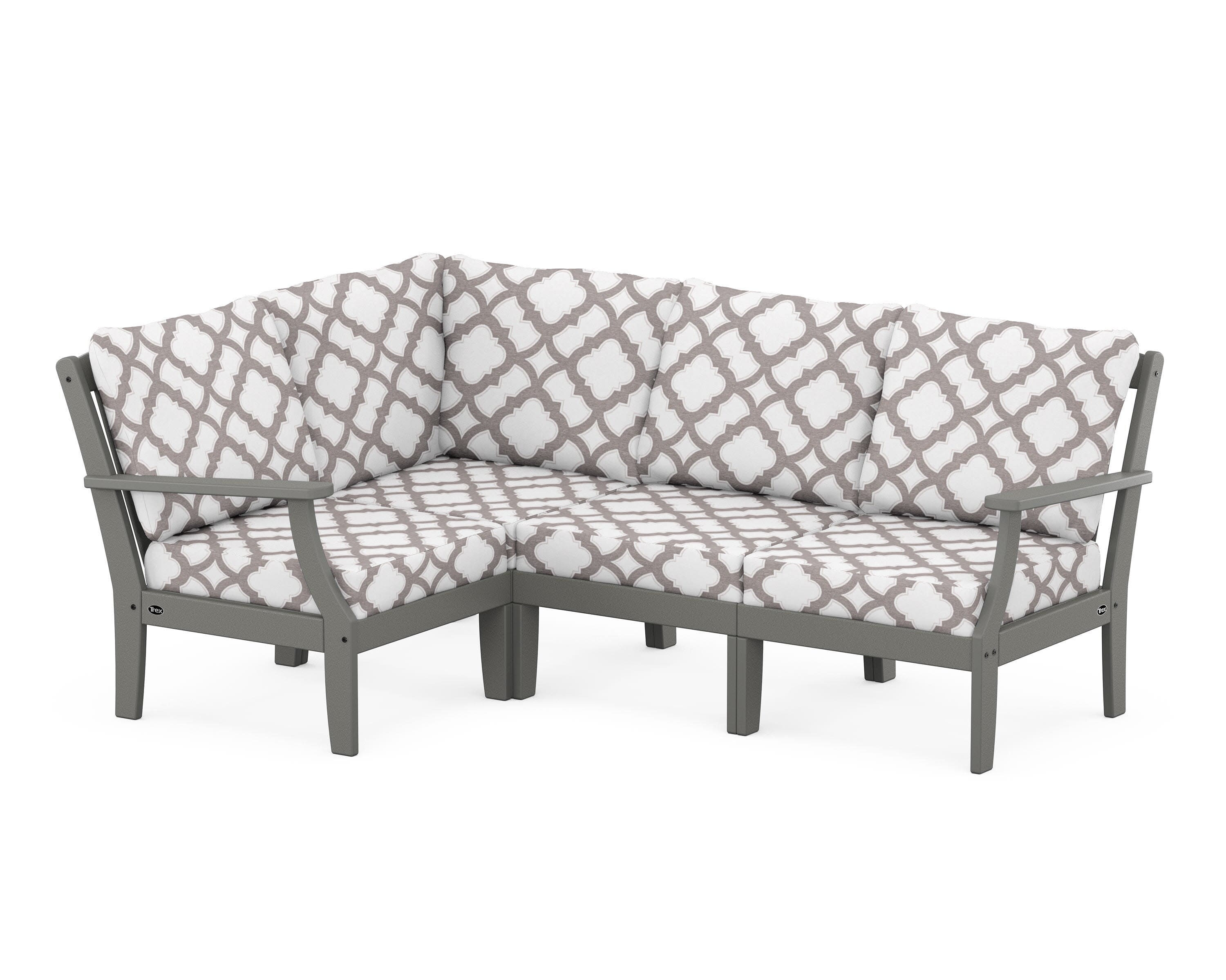 Yacht Club Modular 4-Piece Deep Seating Set in Stepping Stone / Trellis Grey Mist