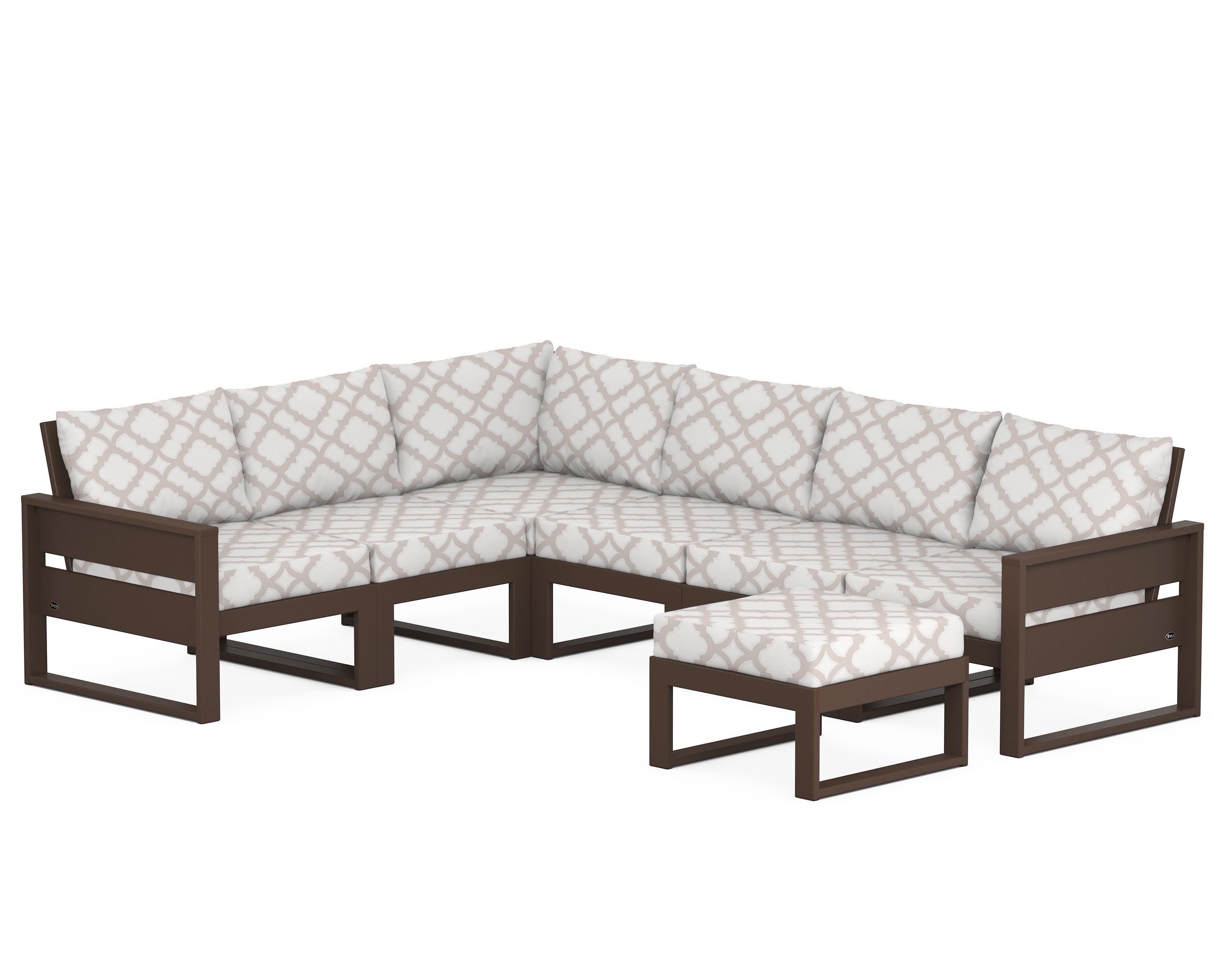 Eastport 6-Piece Sectional with Ottoman in Vintage Lantern / Trellis Dune Burlap