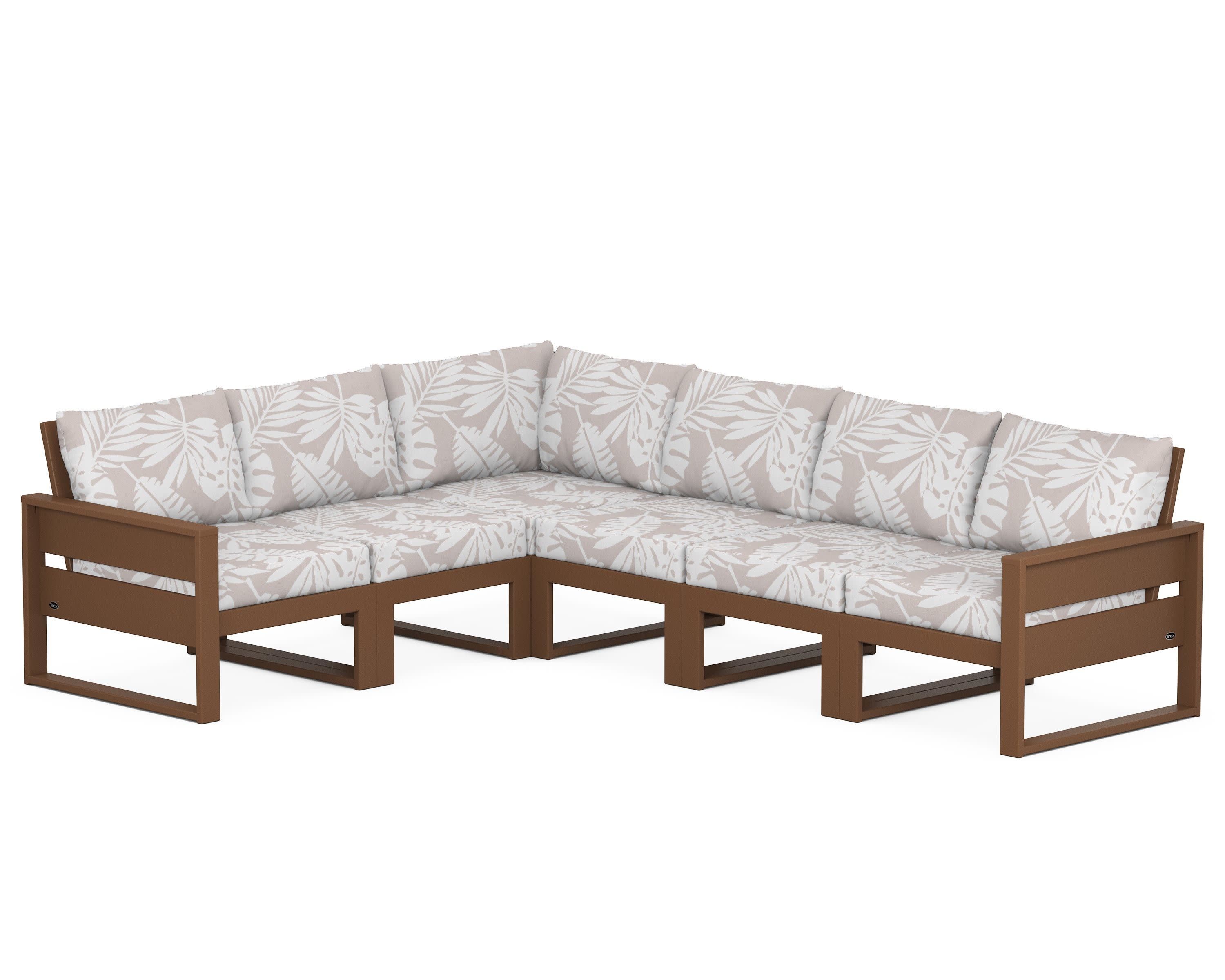 Eastport 6-Piece Sectional in Tree House / Leaf Dune Burlap