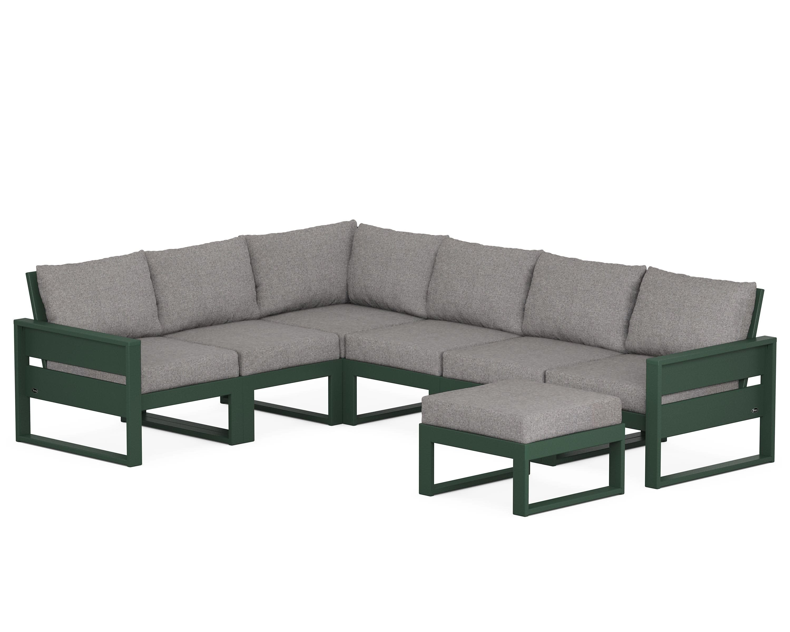Eastport 6-Piece Sectional with Ottoman in Rainforest Canopy / Grey Mist