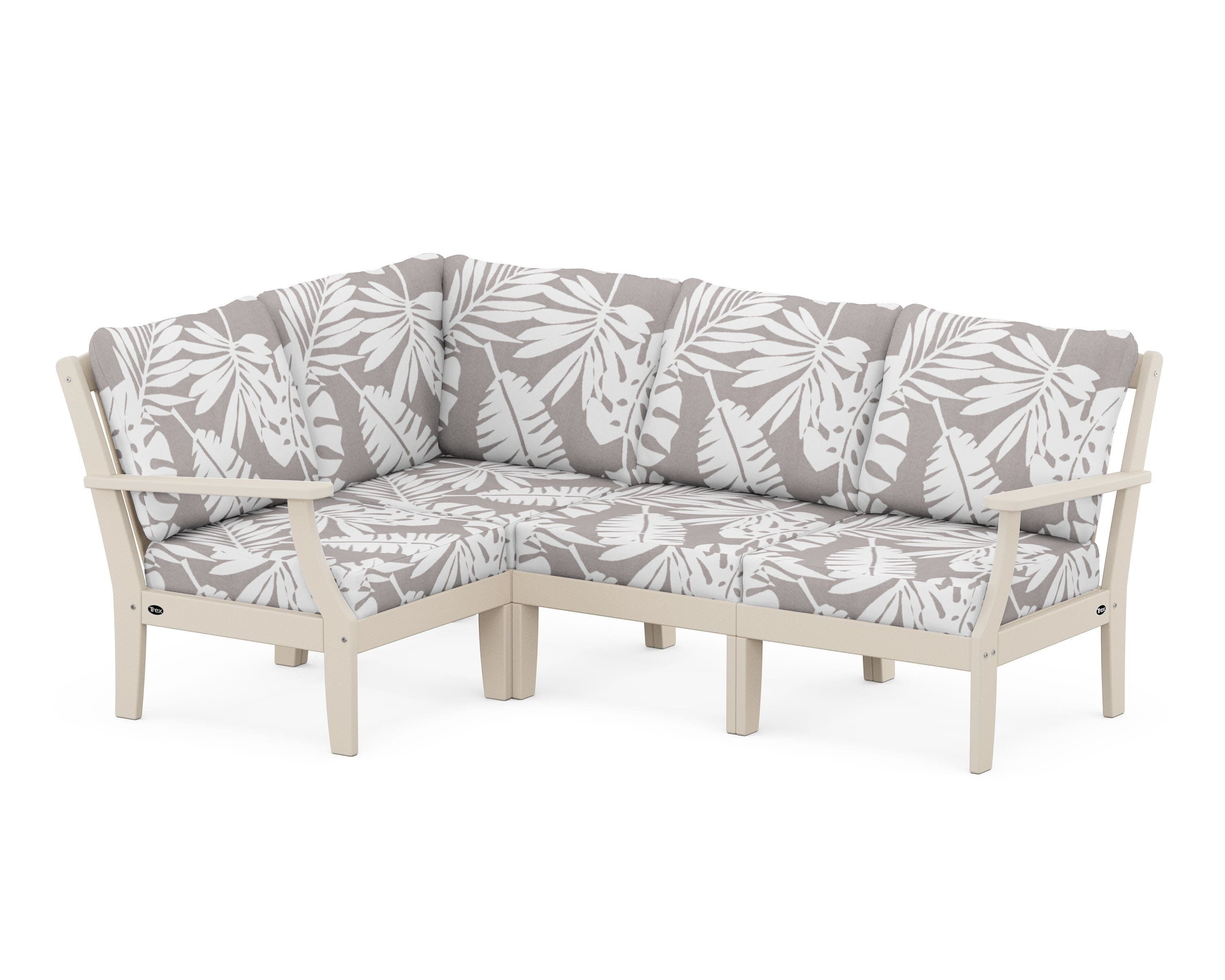 Yacht Club Modular 4-Piece Deep Seating Set in Sand Castle / Leaf Grey Mist