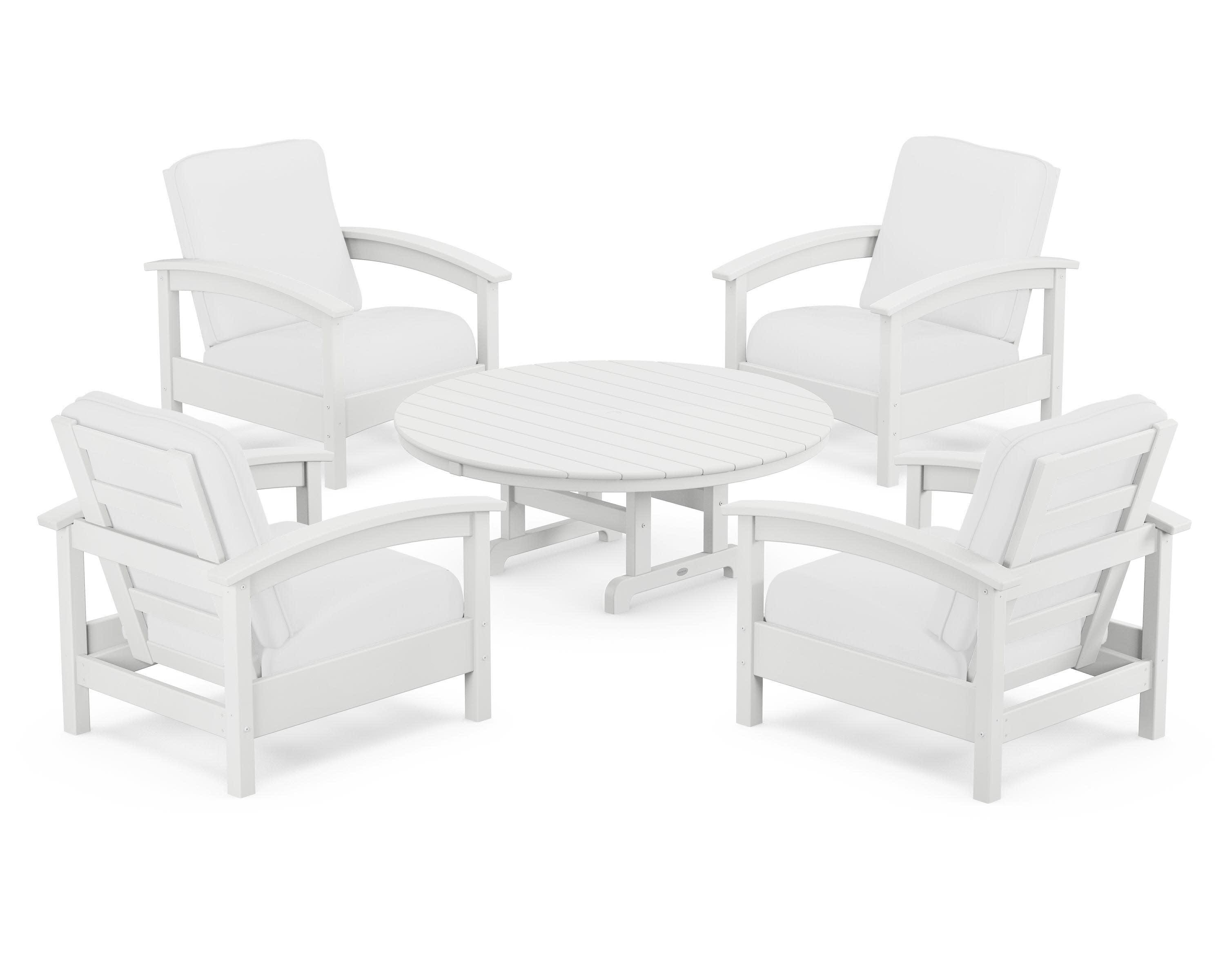 Rockport 5-Piece Deep Seating Set in Classic White / Natural