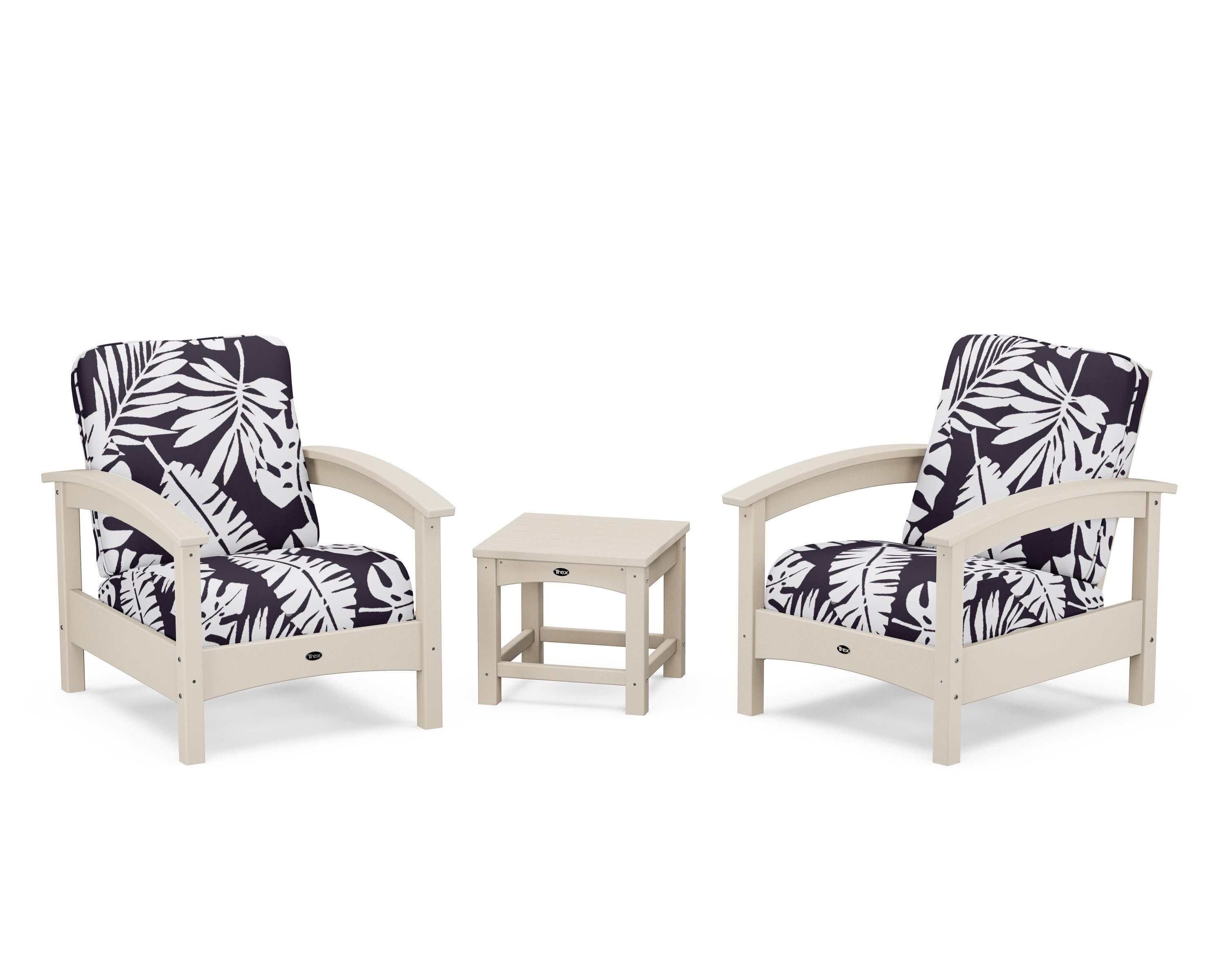 Rockport Club 3-Piece Deep Seating Conversation Set in Sand Castle / Leaf Navy