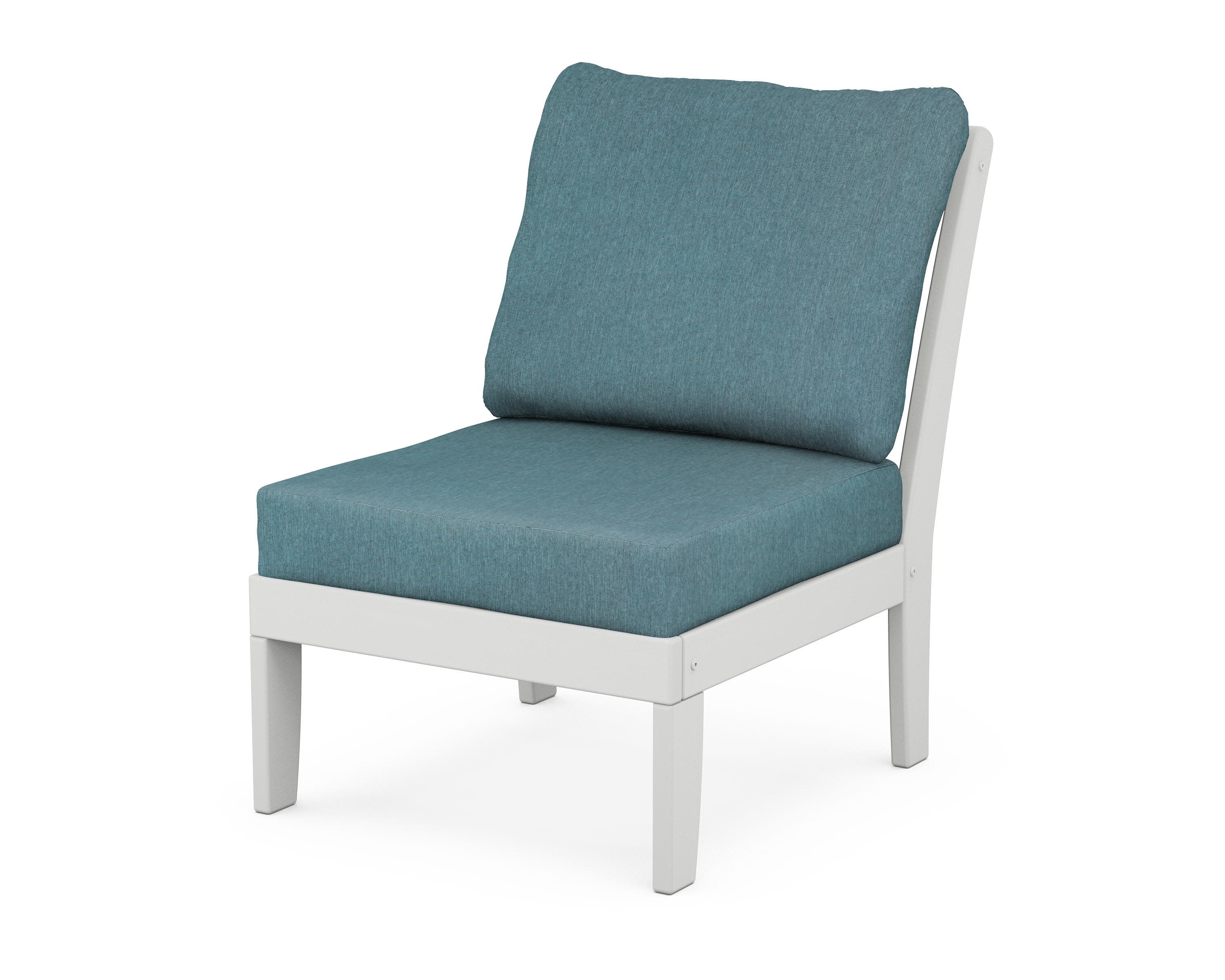 Yacht Club Modular Armless Chair in Classic White / Ocean Teal