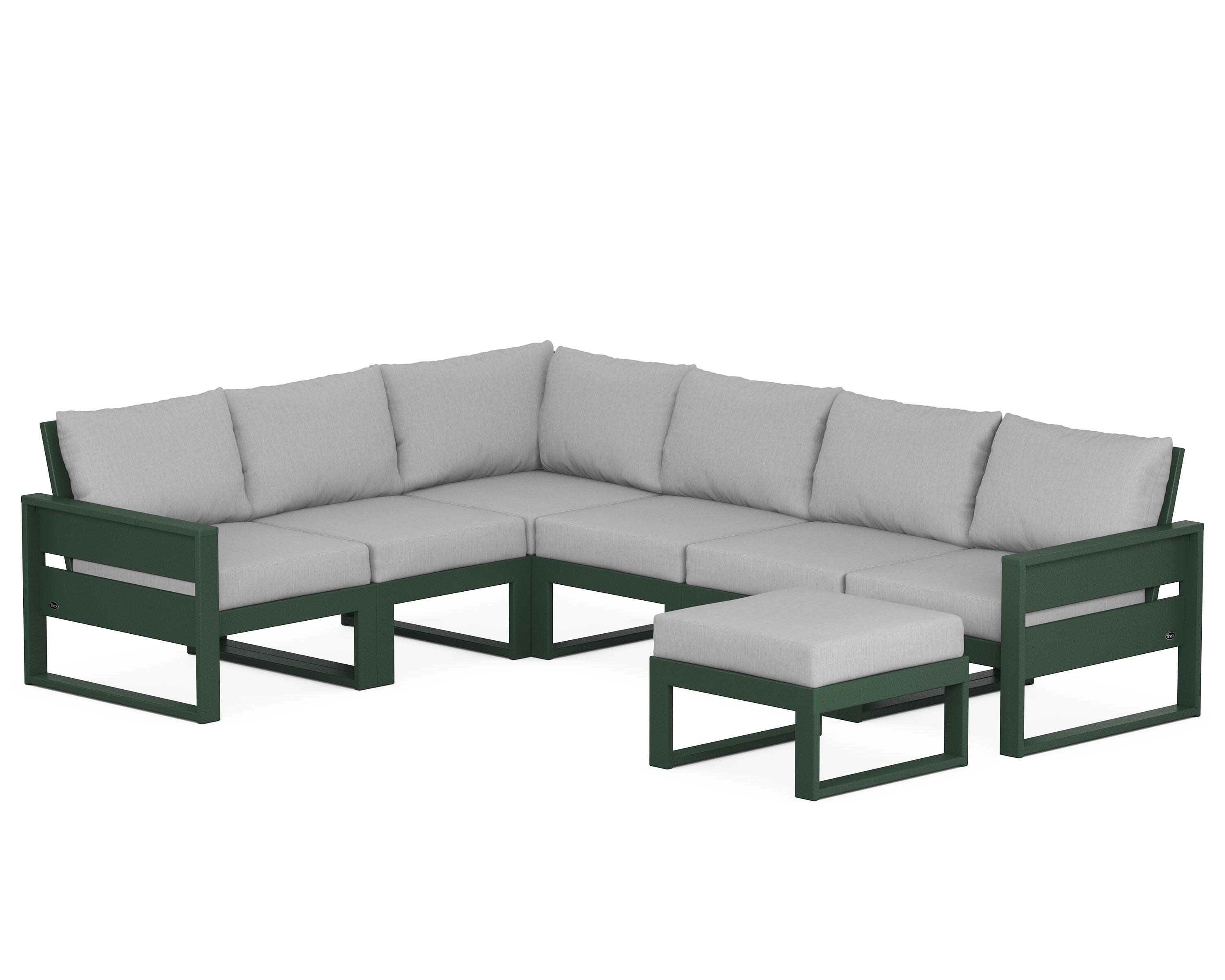 Eastport 6-Piece Sectional with Ottoman in Rainforest Canopy / Granite