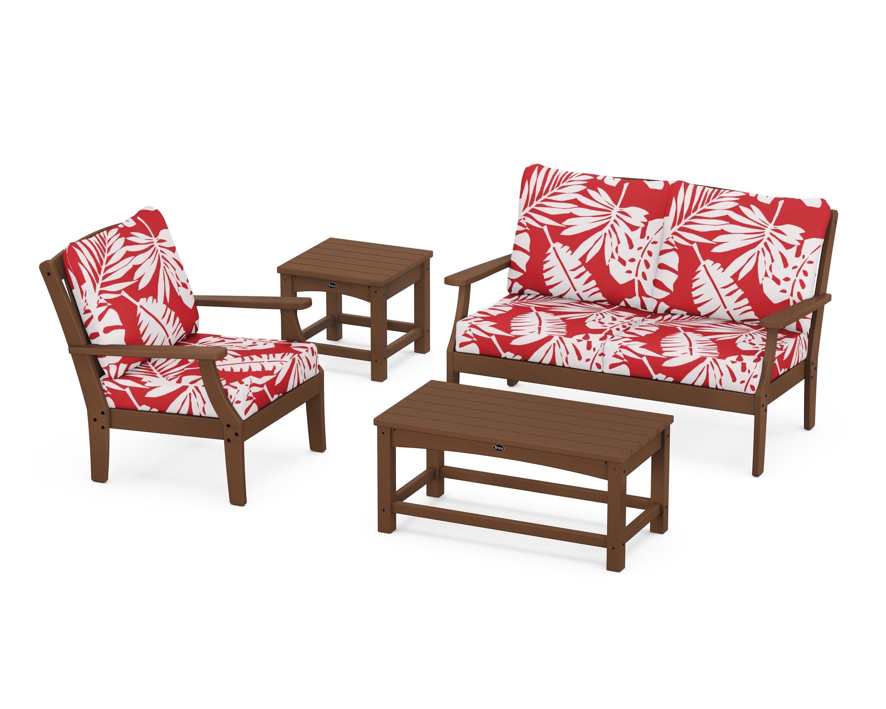 Yacht Club 4-Piece Deep Seating Set in Tree House / Leaf Crimson