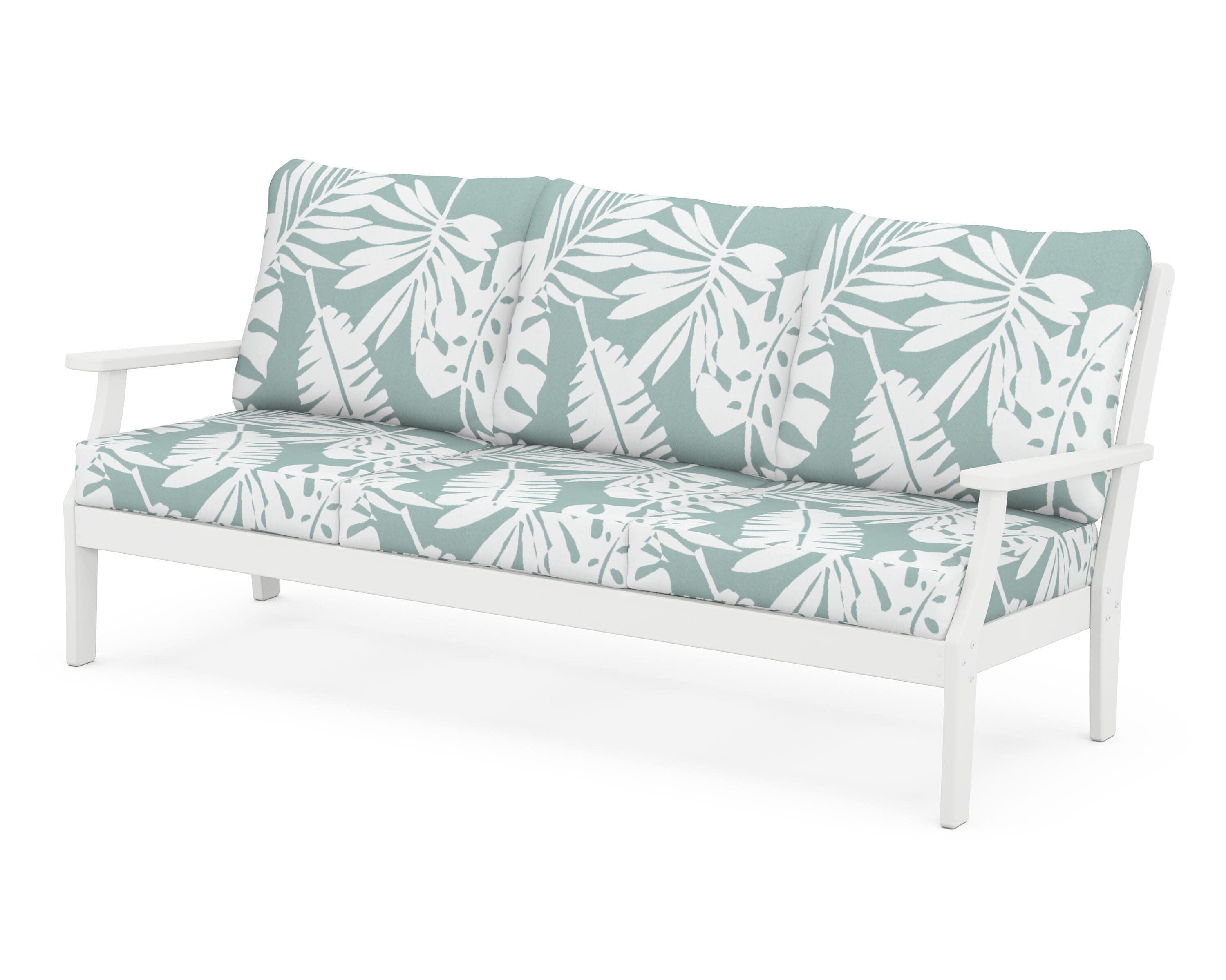 Yacht Club Deep Seating Sofa in Classic White / Leaf Glacier Spa