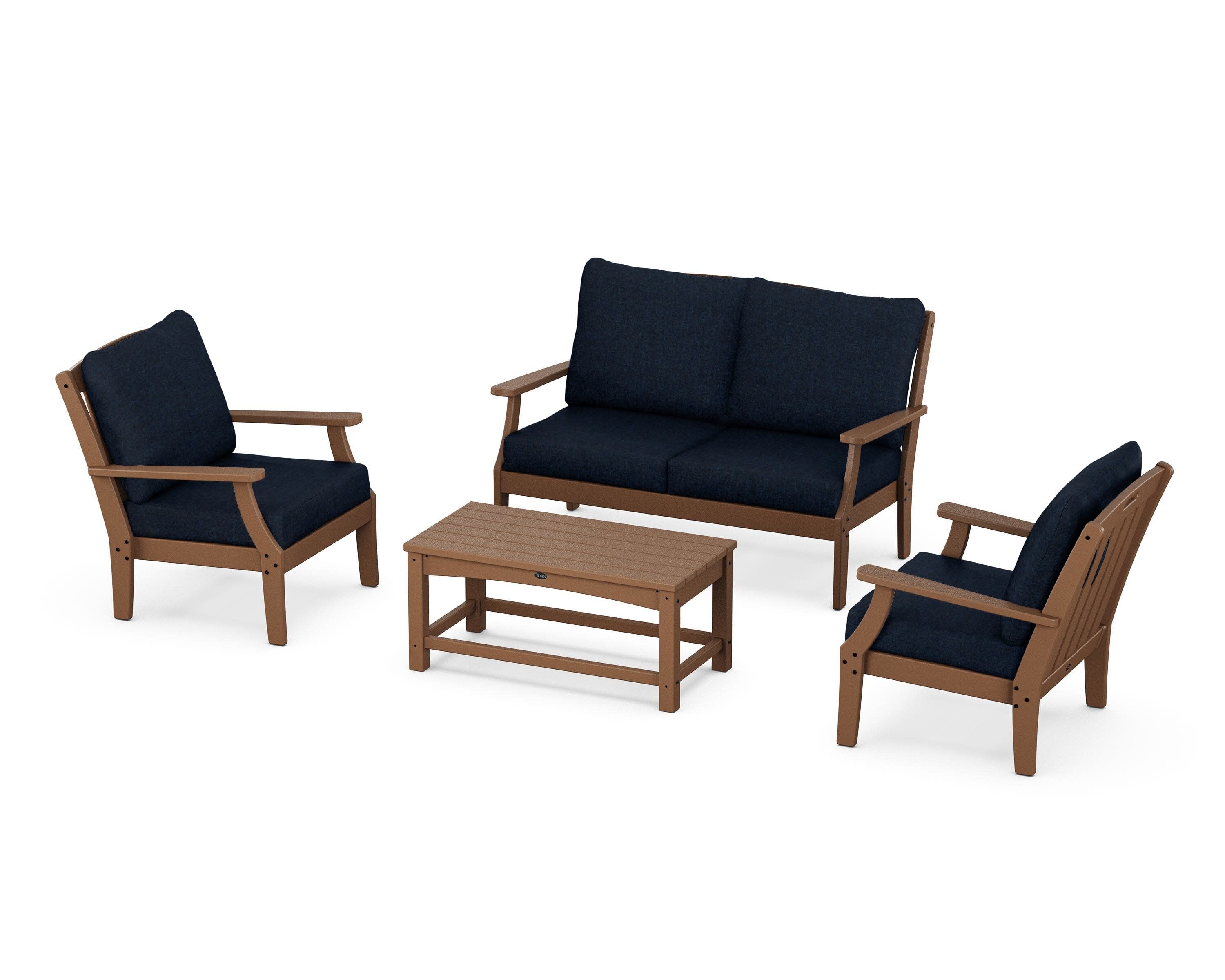 Yacht Club 4-Piece Deep Seating Chair Set in Tree House / Marine Indigo