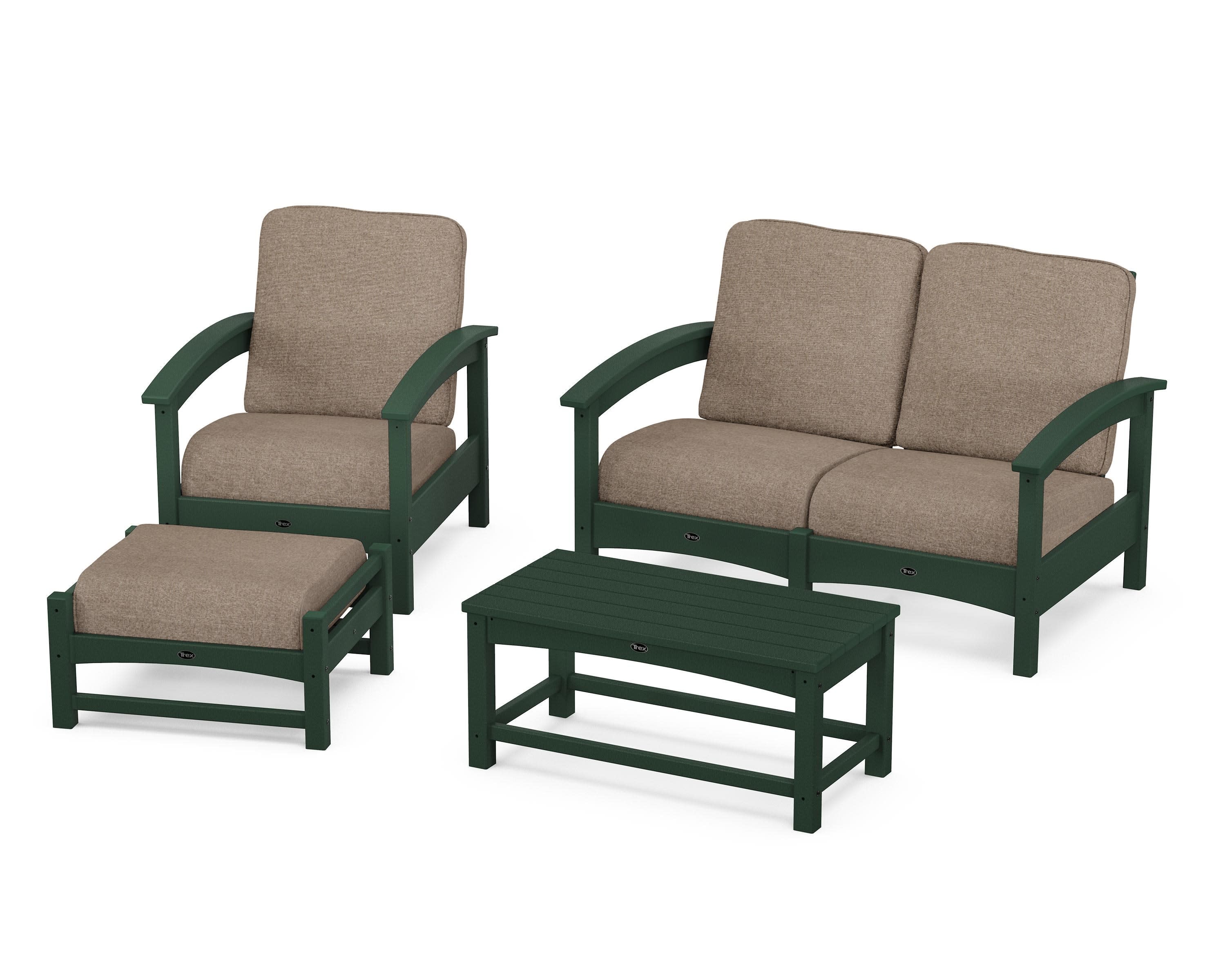 Rockport 4-Piece Deep Seating Conversation Group in Rainforest Canopy / Spiced Burlap