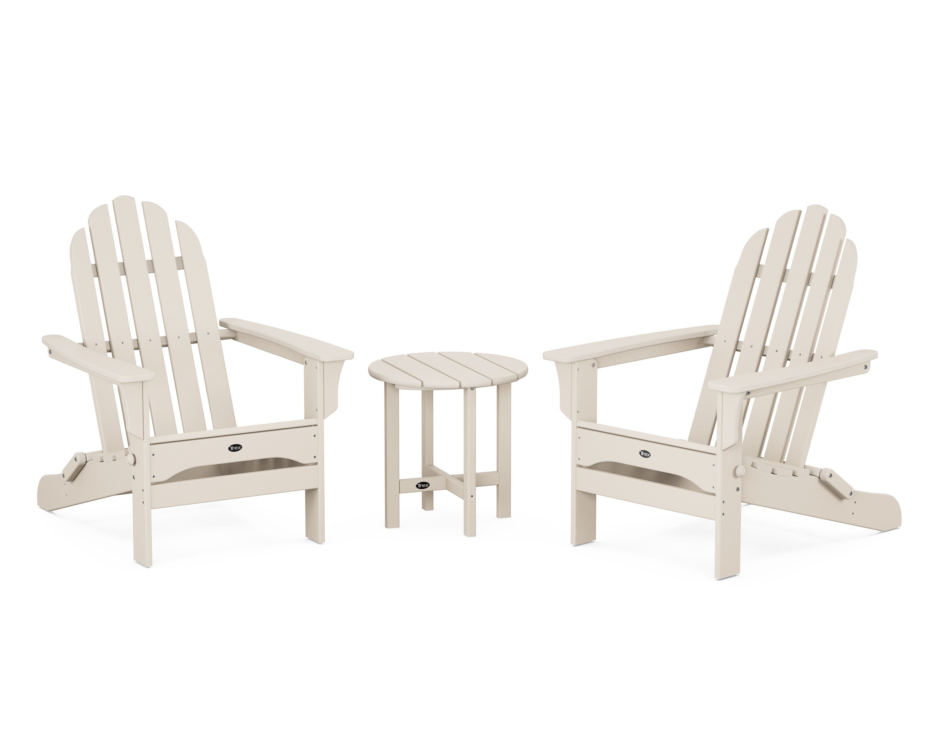 Cape Cod Folding Adirondack Set with Side Table in Sand Castle