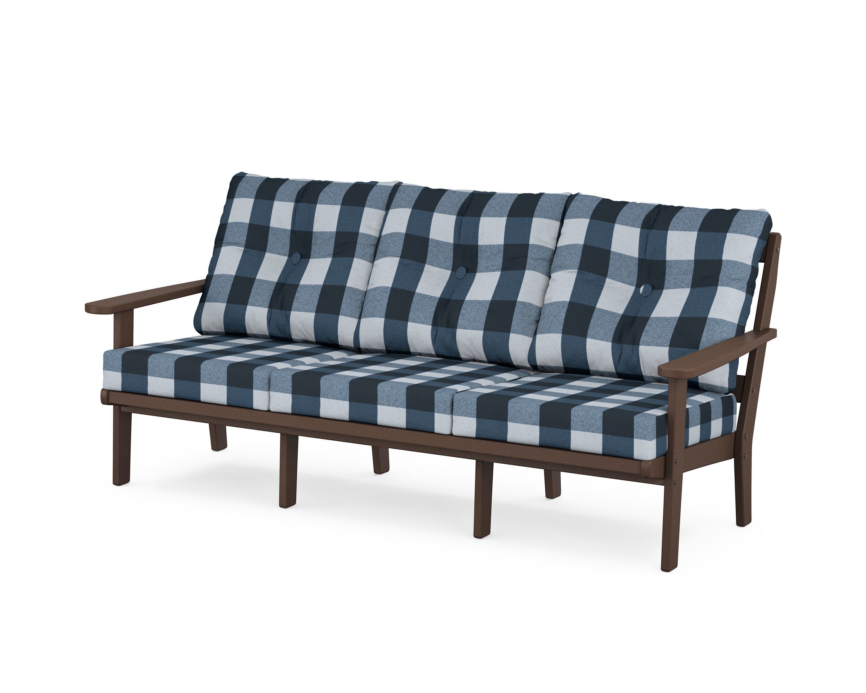 Cape Cod Deep Seating Sofa in Vintage Lantern / Buffalo Plaid Marine Indigo