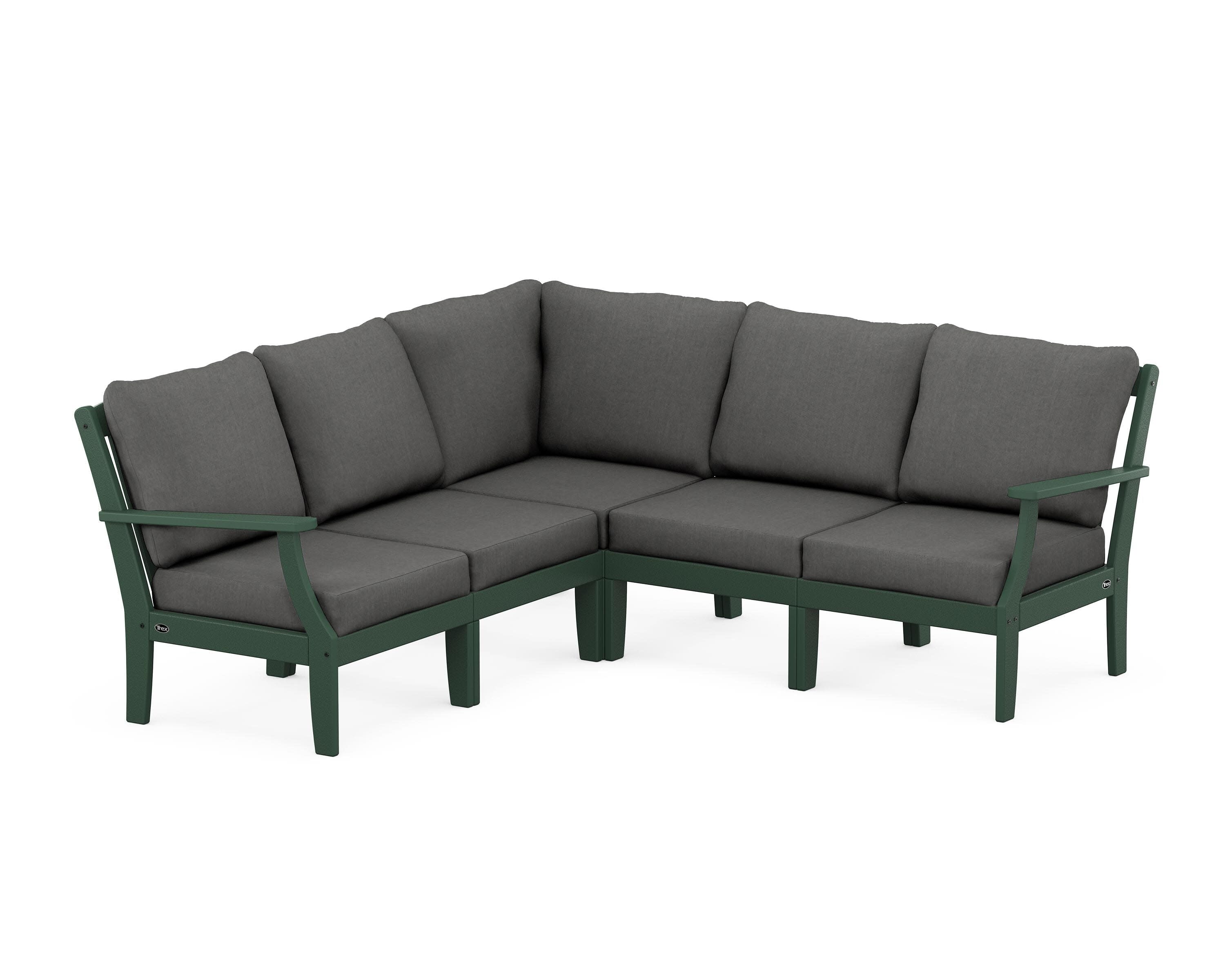 Yacht Club Modular 5-Piece Deep Seating Set in Rainforest Canopy / Spectrum Carbon