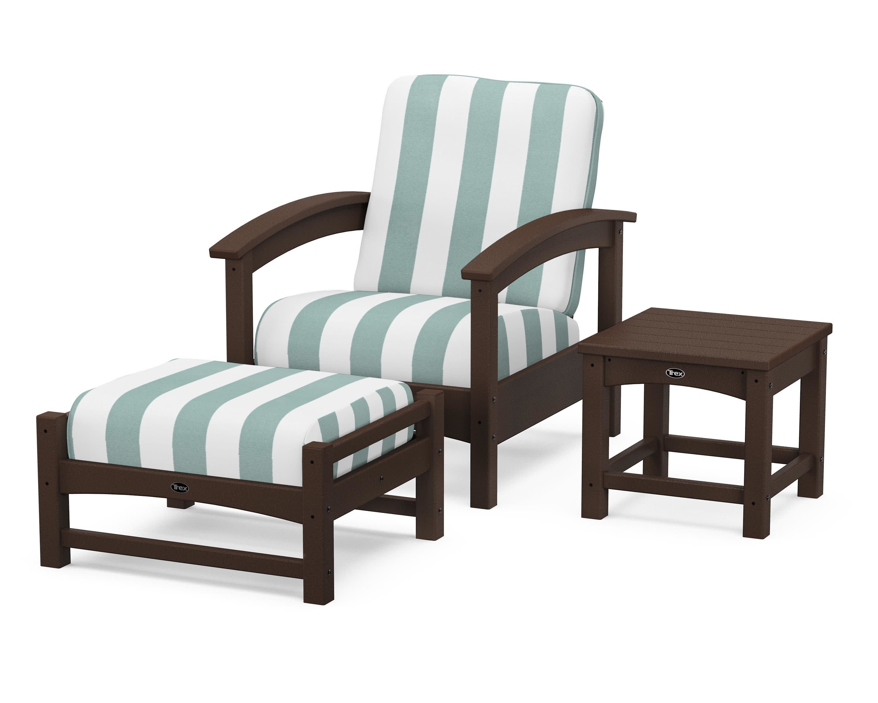 Rockport 3-Piece Deep Seating Set in Vintage Lantern / Cabana Stripe Glacier Spa