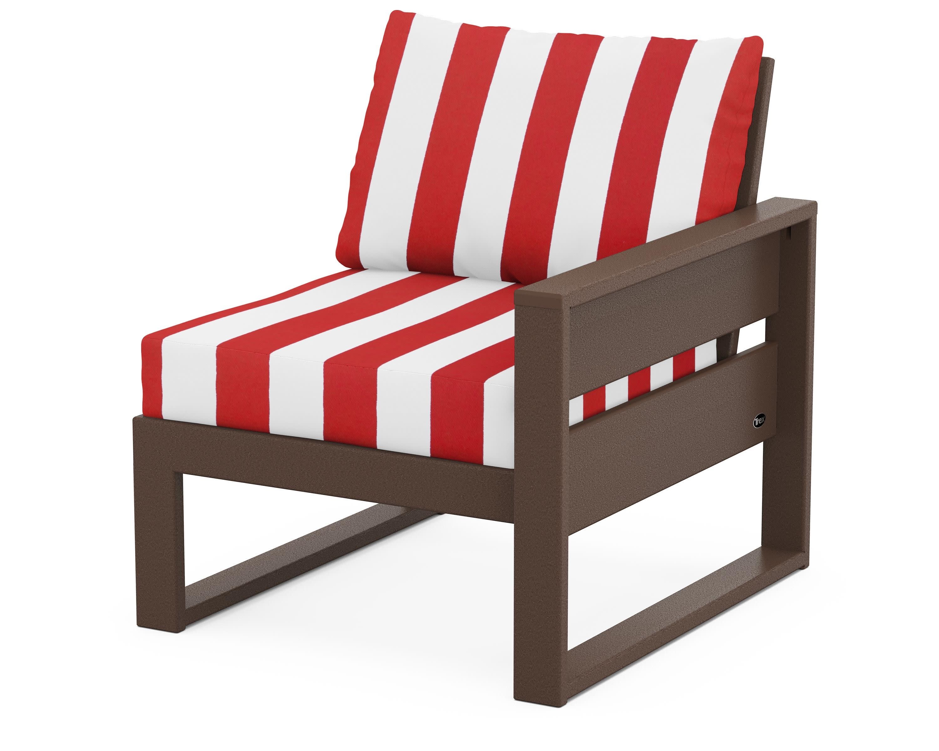 Eastport Modular Right Arm Chair in Vintage Lantern / Cabana Stripe Crimson