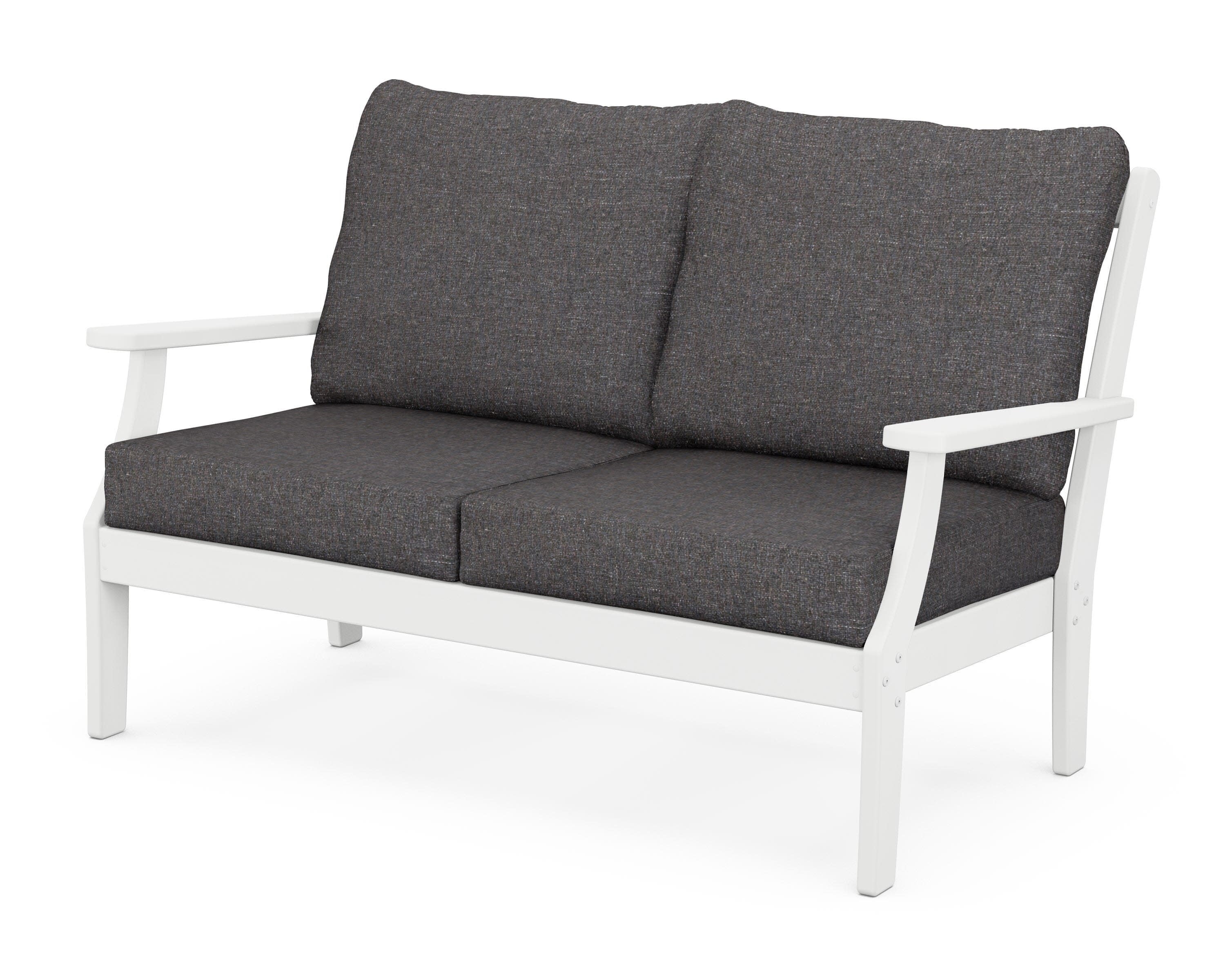Yacht Club Deep Seating Loveseat in Classic White / Ash Charcoal