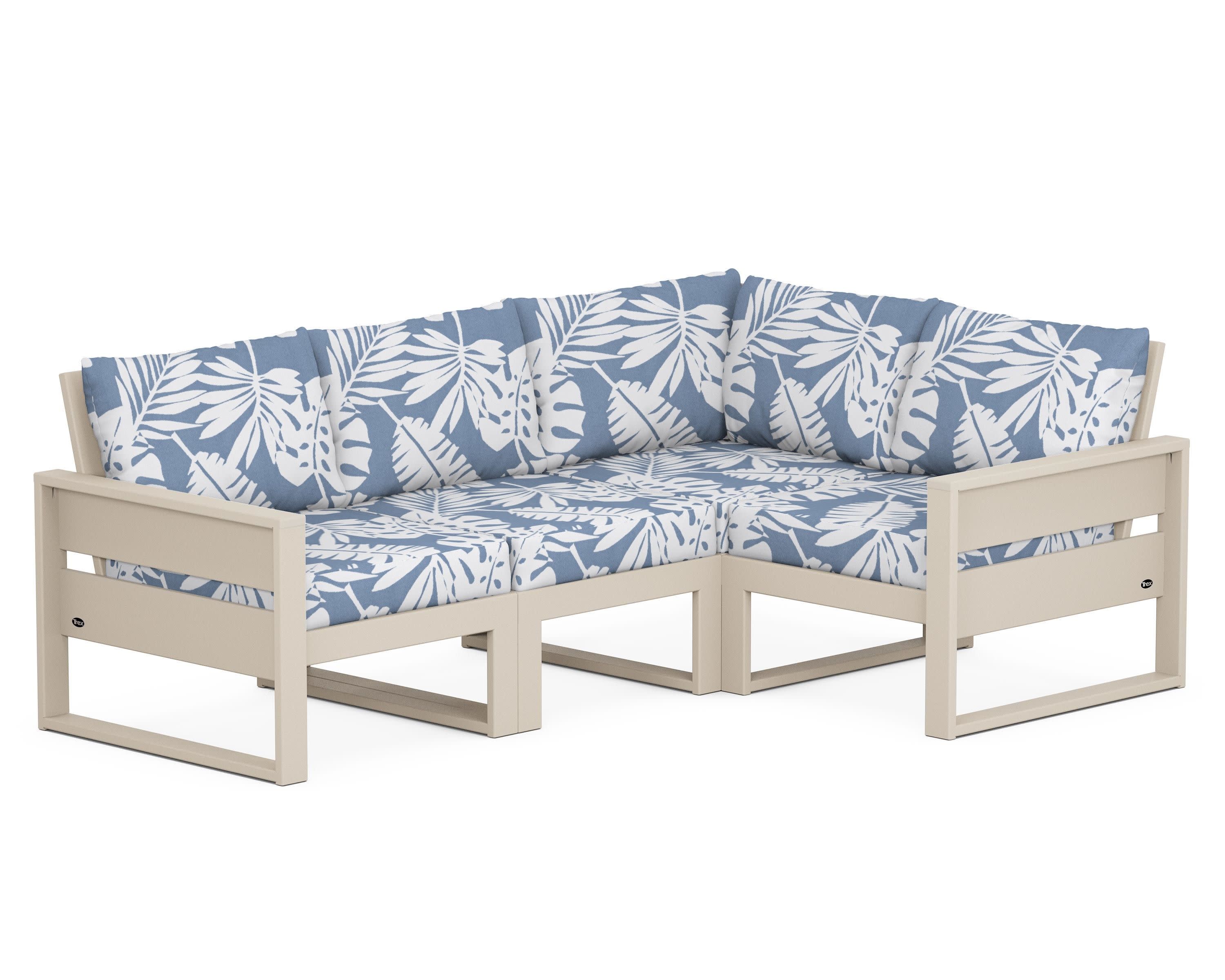 Eastport 4- Piece Sectional in Sand Castle / Leaf Sky Blue