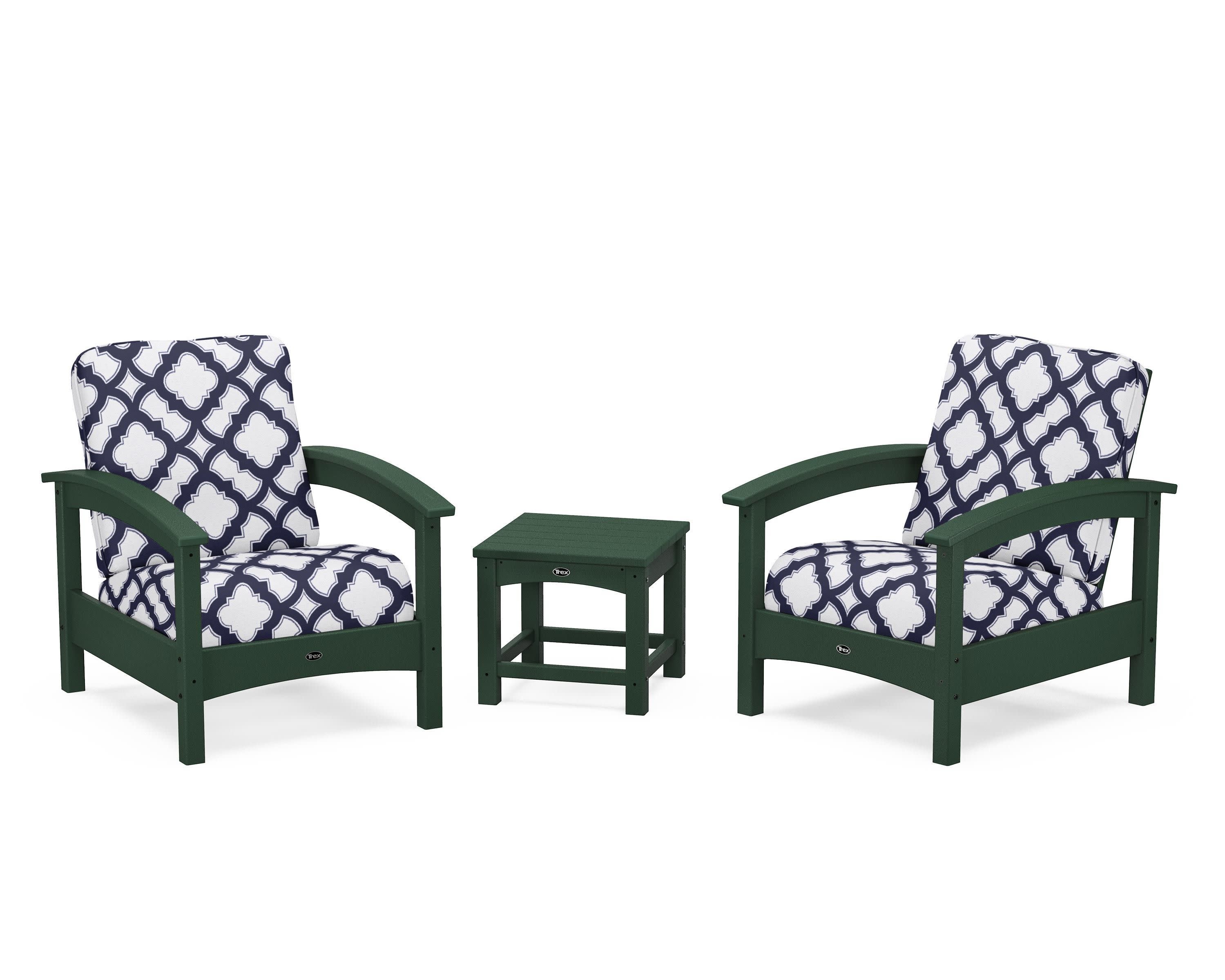 Rockport Club 3-Piece Deep Seating Conversation Set in Rainforest Canopy / Trellis Navy