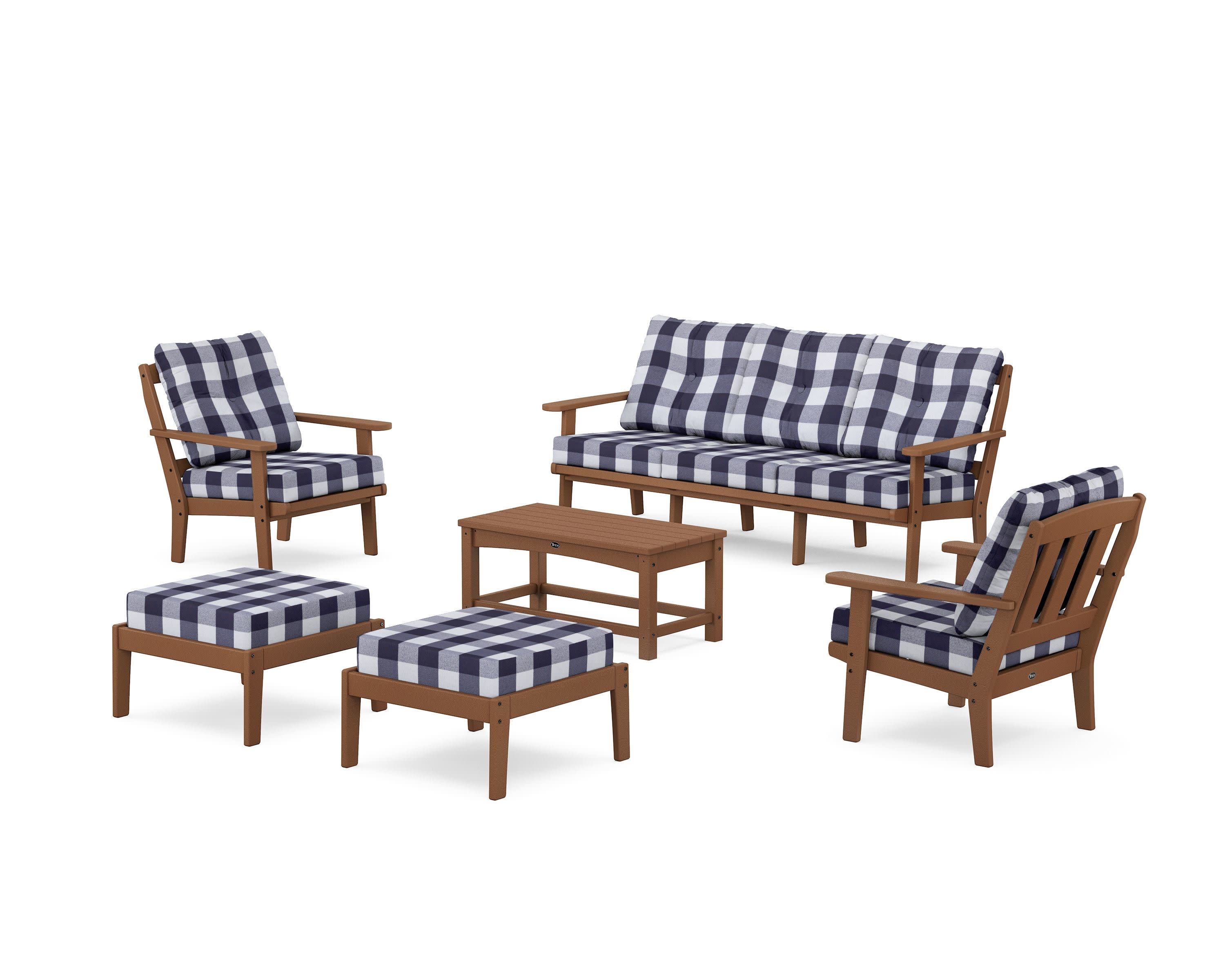 Cape Cod 6-Piece Lounge Sofa Set in Tree House / Buffalo Plaid Navy