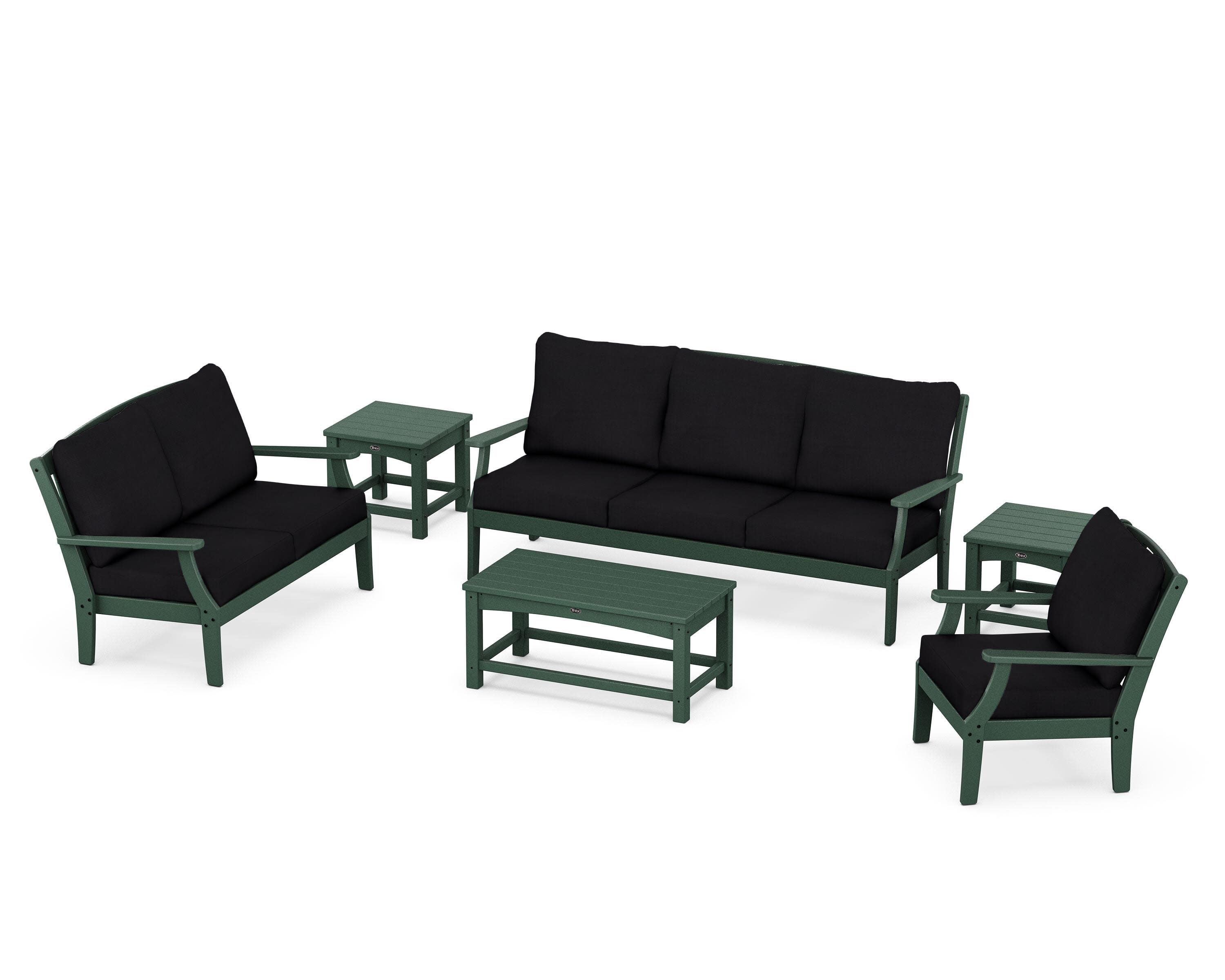 Yacht Club 6-Piece Deep Seating Set in Rainforest Canopy / Midnight Linen