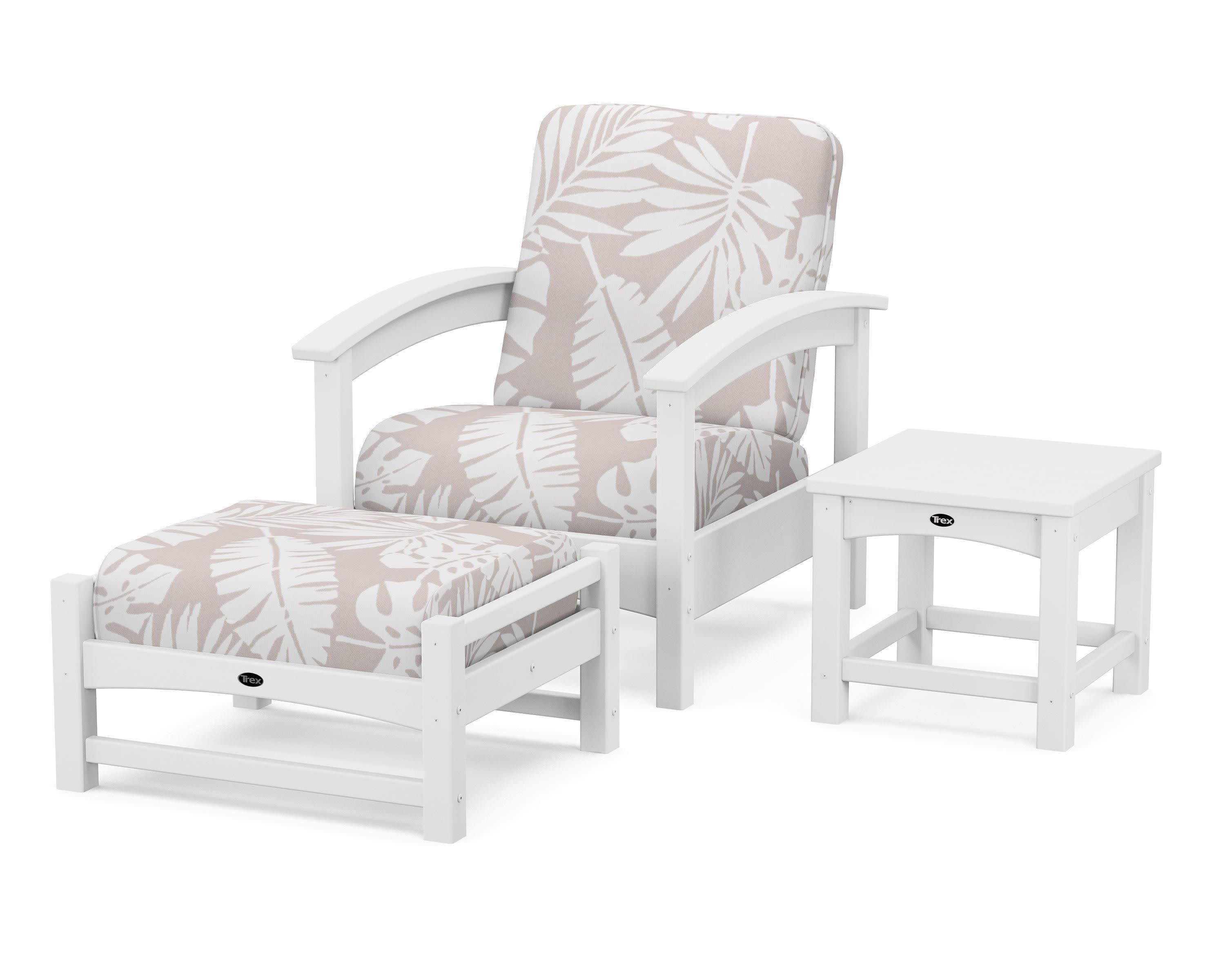Rockport 3-Piece Deep Seating Set in Classic White / Leaf Dune Burlap
