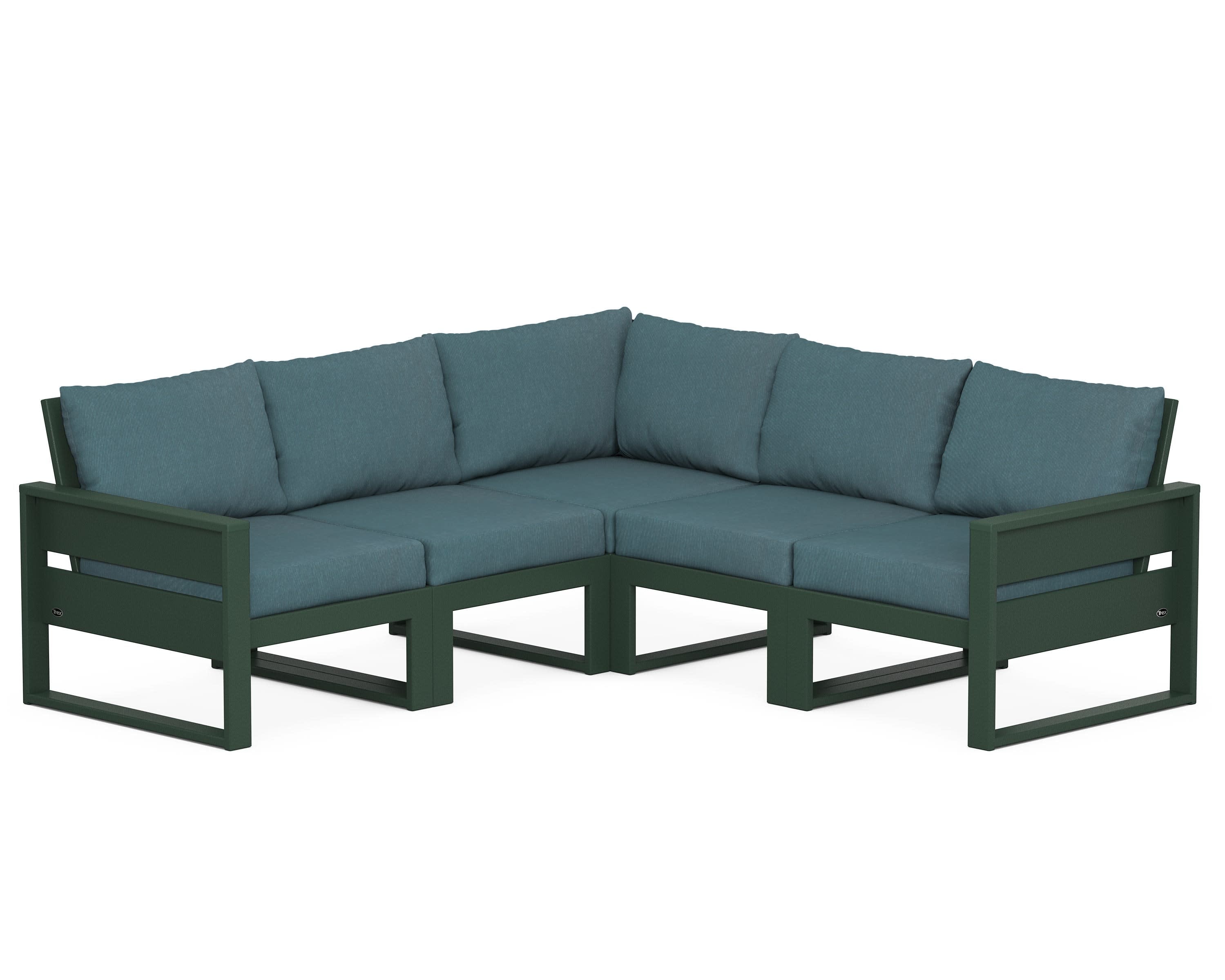 Eastport 5-Piece Sectional in Rainforest Canopy / Ocean Teal