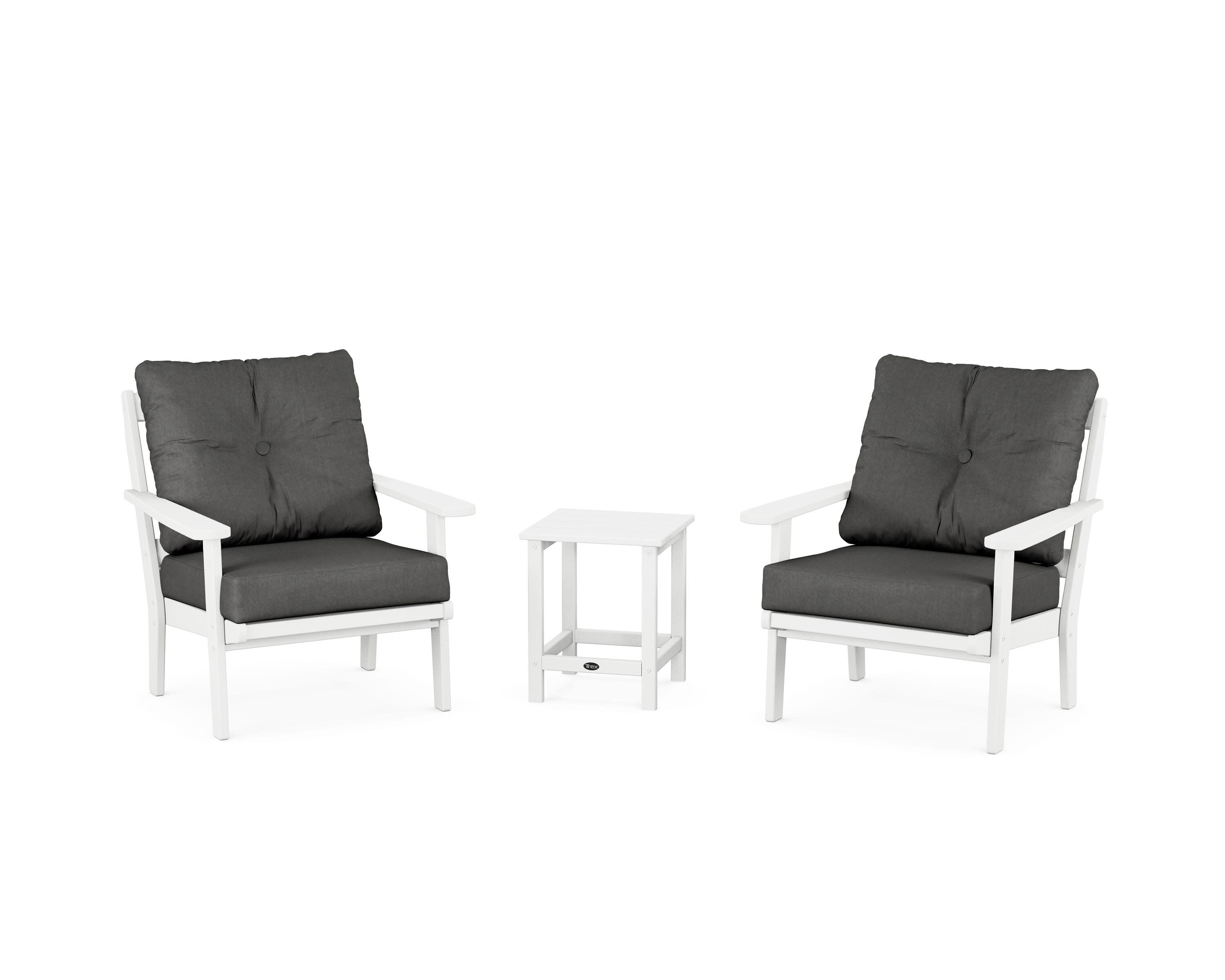Cape Cod 3-Piece Deep Seating Set in Classic White / Spectrum Carbon
