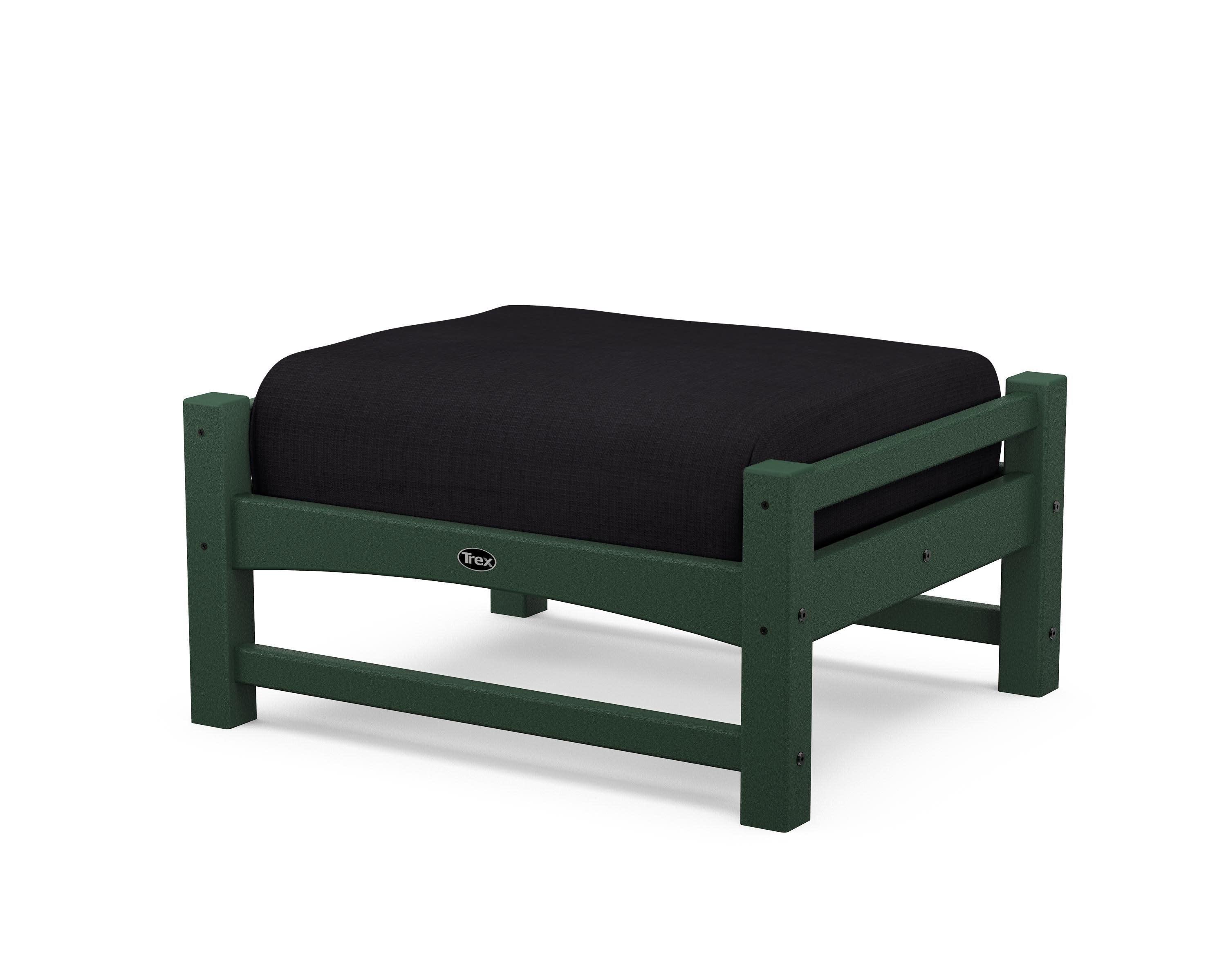Rockport Club Ottoman in Rainforest Canopy / Midnight Linen