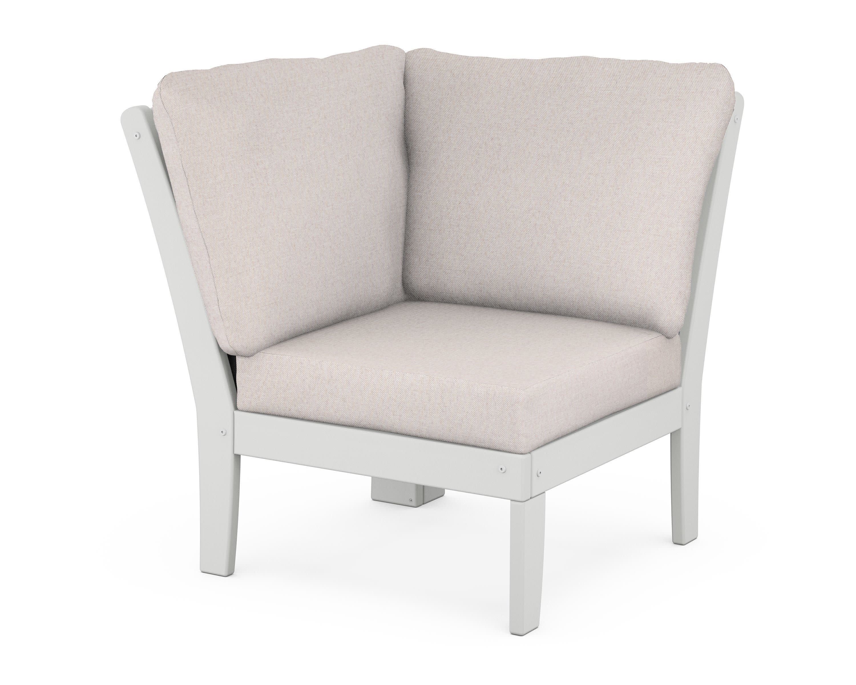 Yacht Club Modular Corner Chair in Classic White / Dune Burlap