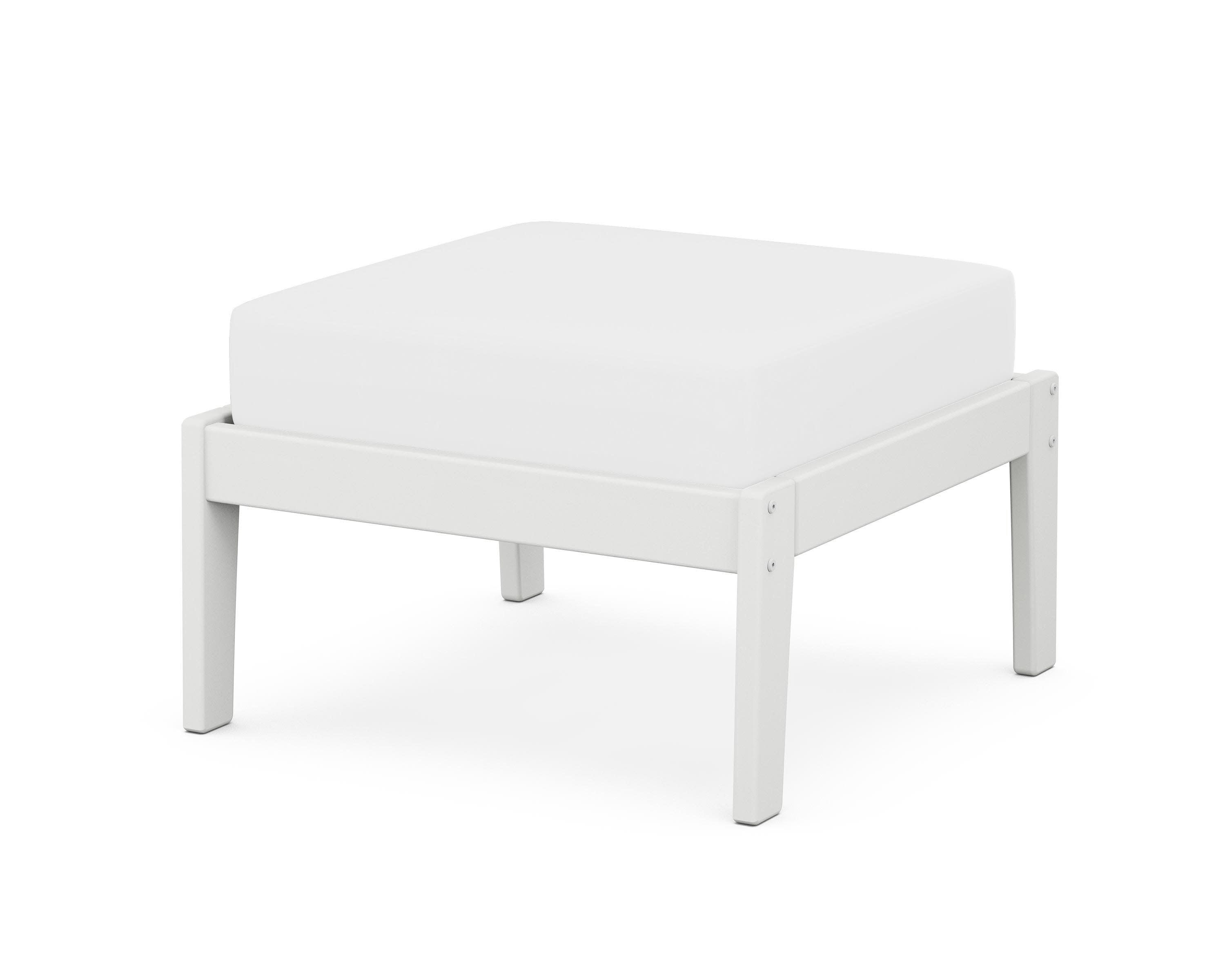 Deep Seating Ottoman in White / Natural